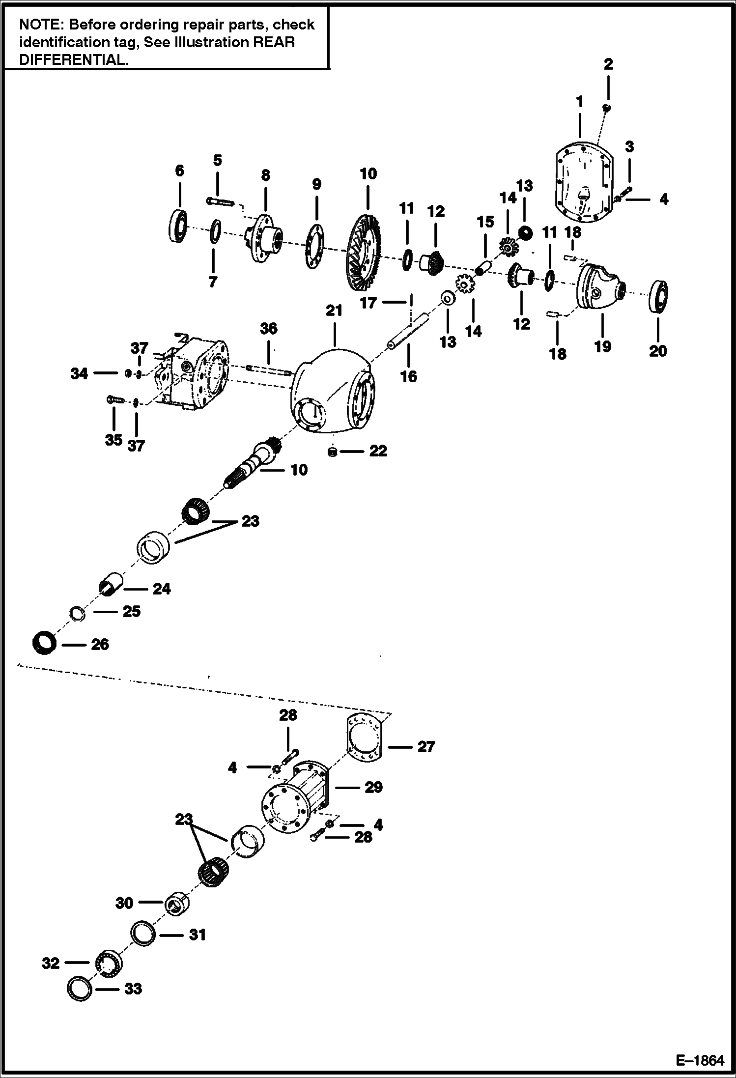 Схема запчастей Bobcat Articulated Loaders - FRONT DIFFERENTIAL DRIVE TRAIN