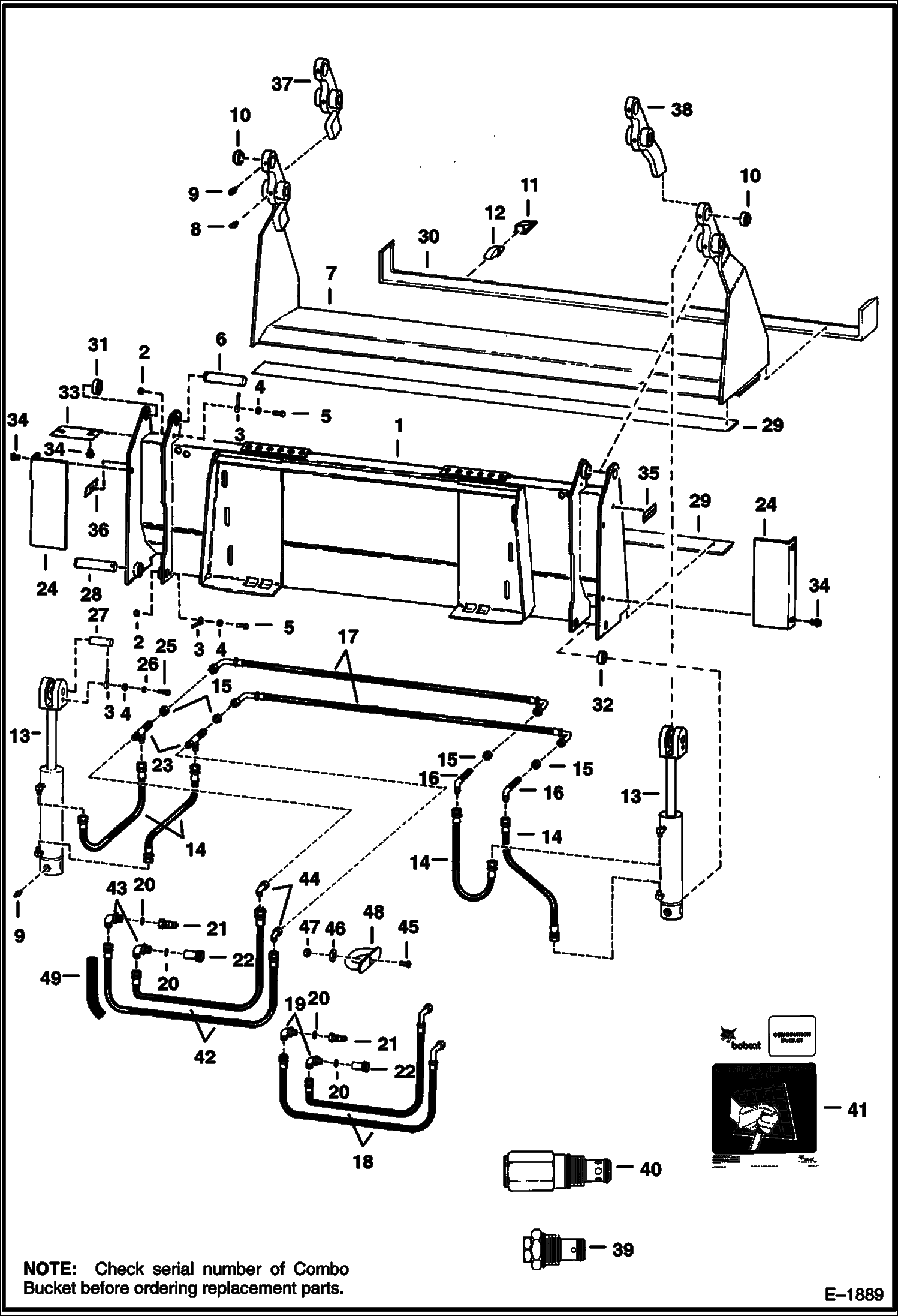 Схема запчастей Bobcat COMBINATION BUCKET - COMBINATION BUCKET 60 (1524mm) S/N 451900211 & 451700345 Thru S/N 4519020000 & 4517020000 Loader