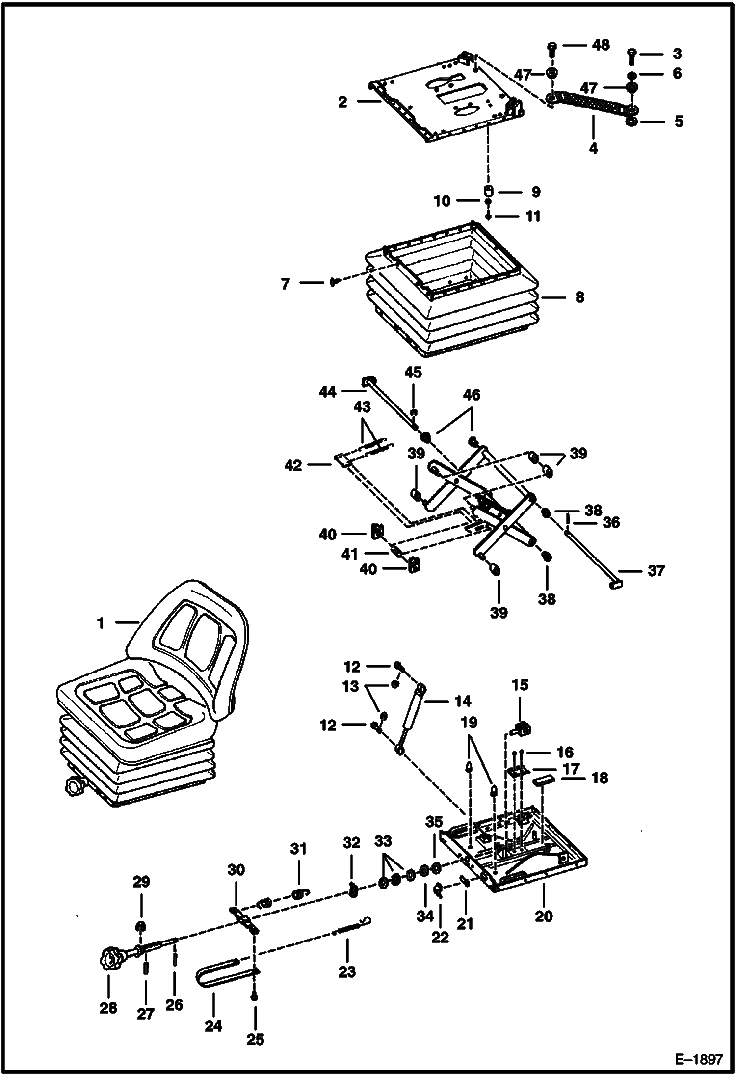 Схема запчастей Bobcat Articulated Loaders - GRAMMER SEAT MAIN FRAME