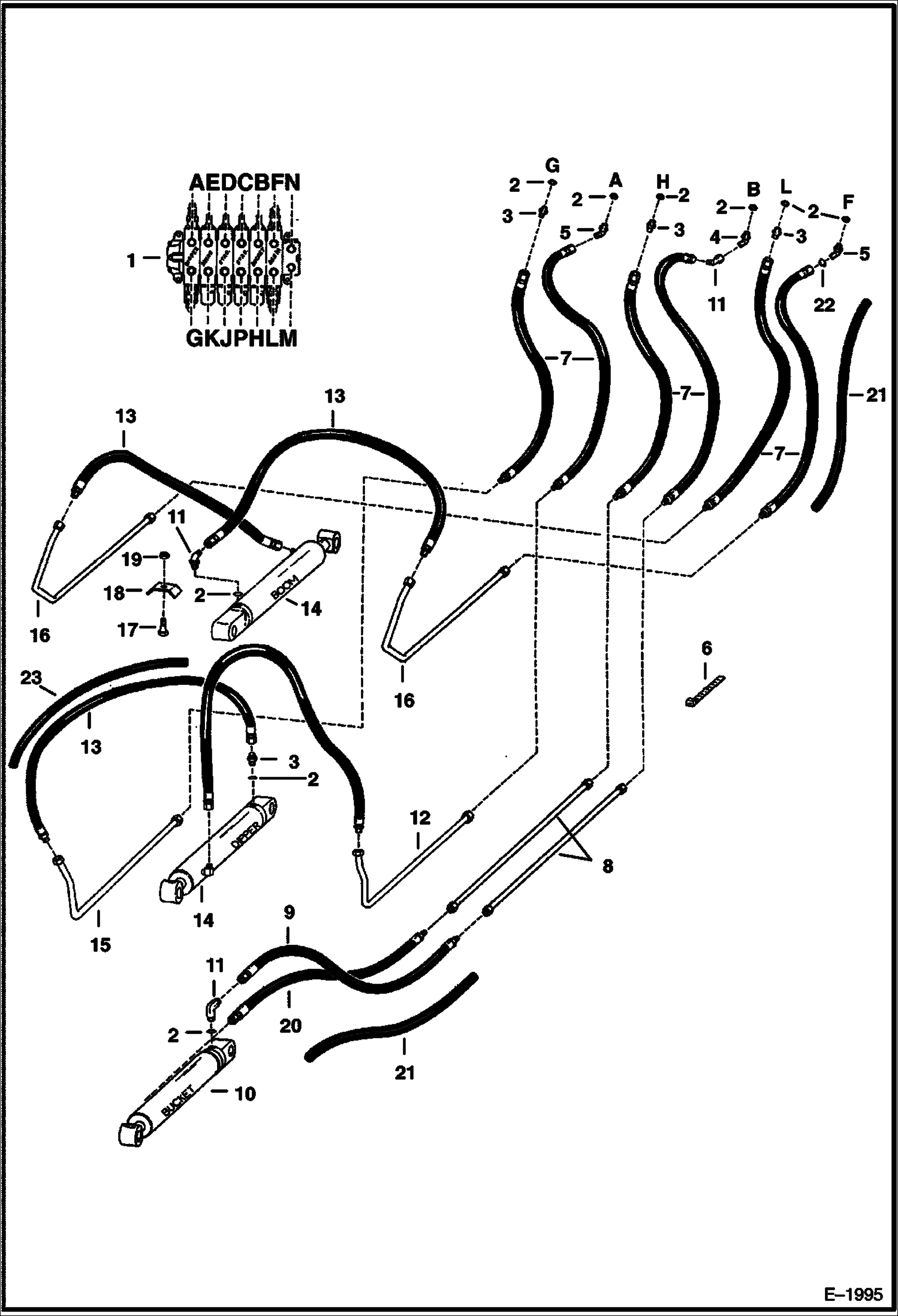 Схема запчастей Bobcat BACKHOE - HYDRAULIC CIRCUITRY - BOOM 928S 928S BACKHOE