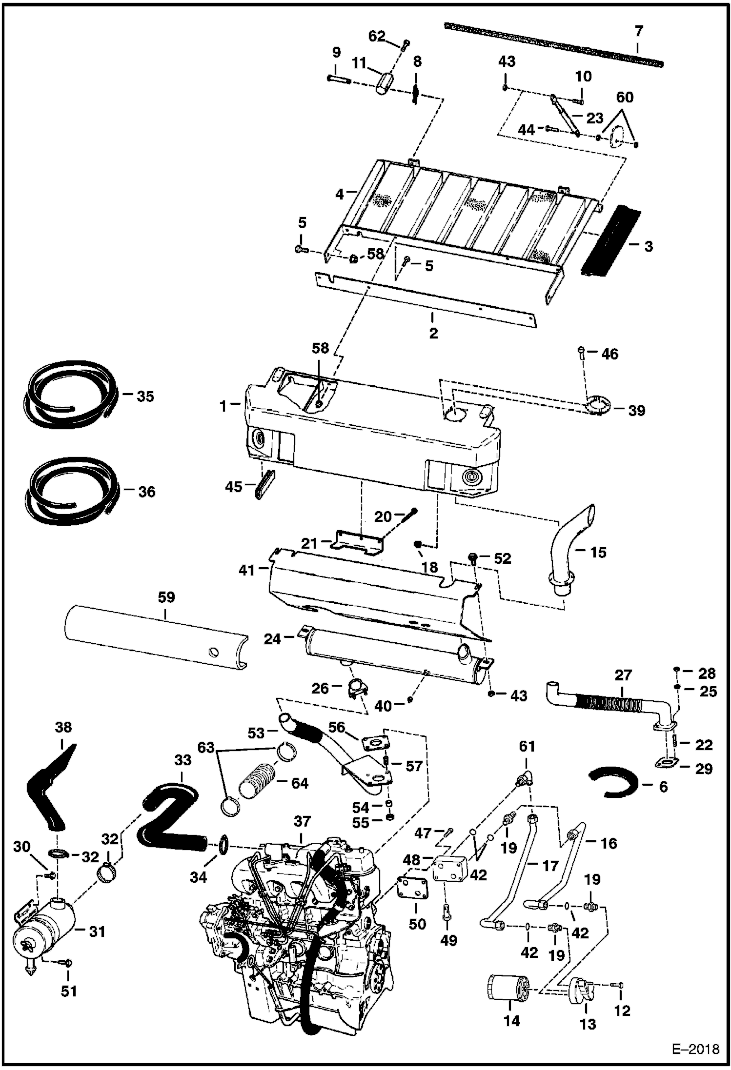 Схема запчастей Bobcat 800s - ENGINE & ATTACHING PARTS (Air Cleaner, Muffler & Grill) (S/N 5084 12460 & Below) (S/N 5097 11334 & Below) POWER UNIT
