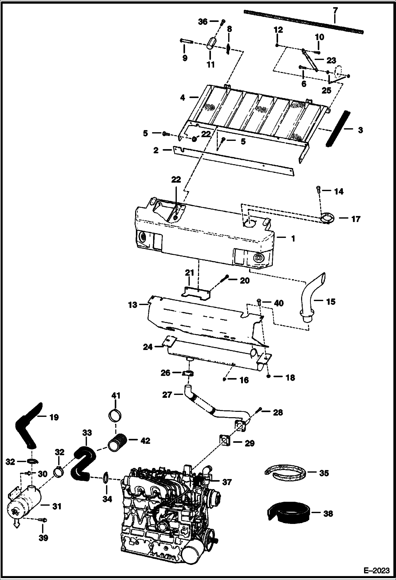 Схема запчастей Bobcat 700s - ENGINE & ATTACHING PARTS (Air Cleaner, Muffler & Grill) (S/N 5086 11734-17641) POWER UNIT