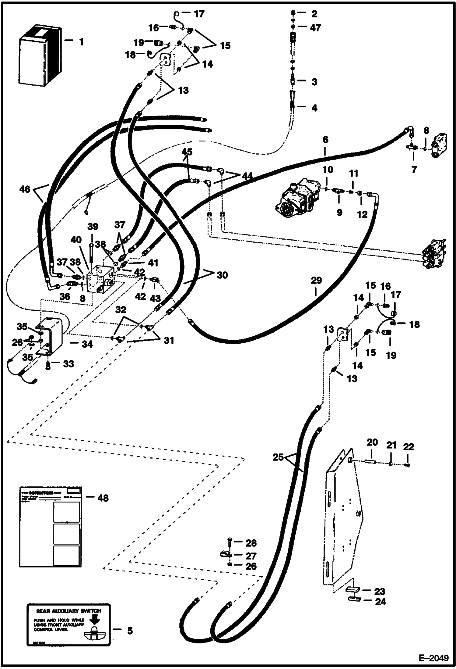 Схема запчастей Bobcat BACKHOE - BACKHOE (Rear Stabilizer Hydraulics) (742B) (743B) REAR STABILIZERS