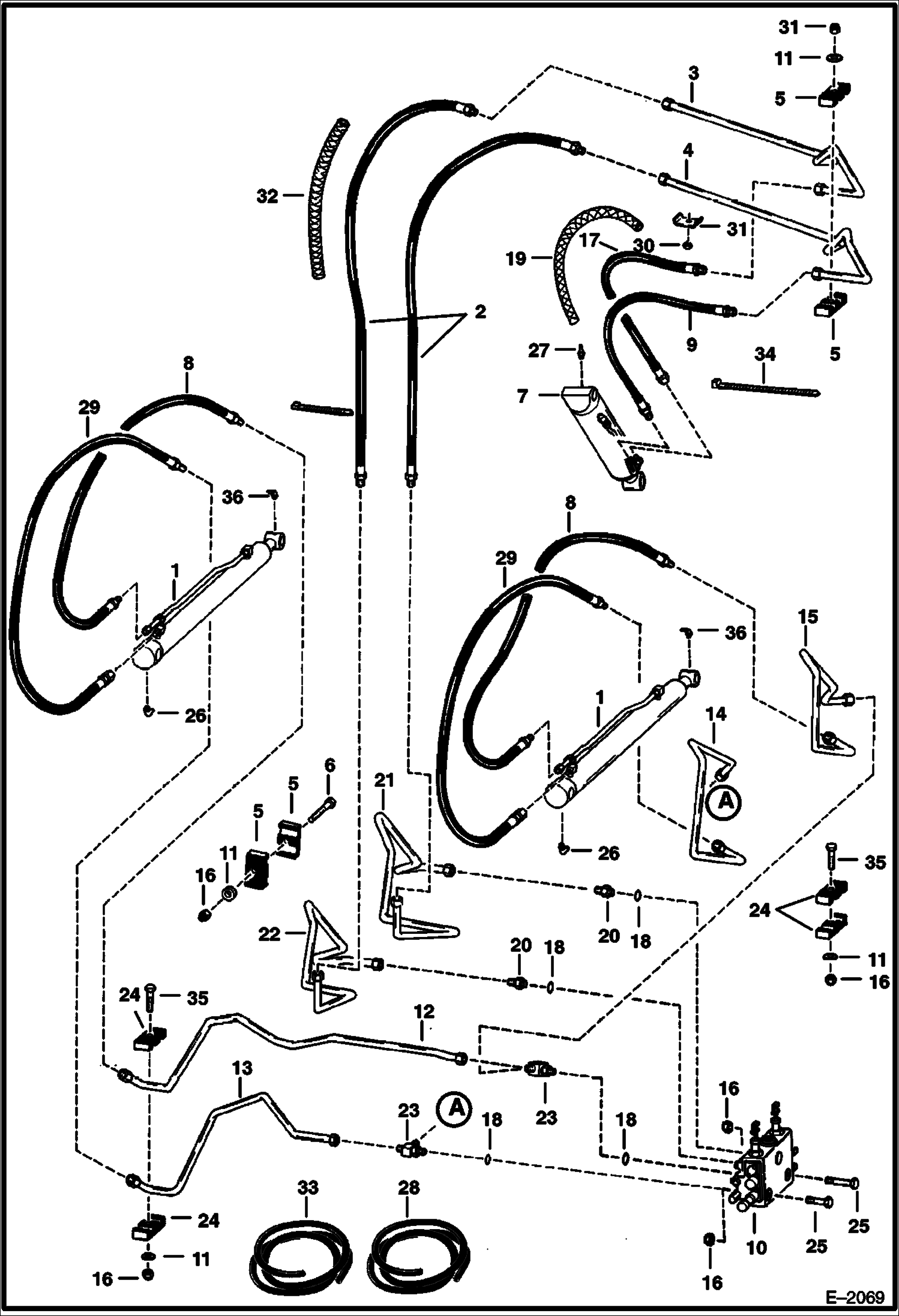 Схема запчастей Bobcat 700s - HYDRAULIC CIRCUITRY (W/O Bucket Positioning Valve) HYDRAULIC SYSTEM