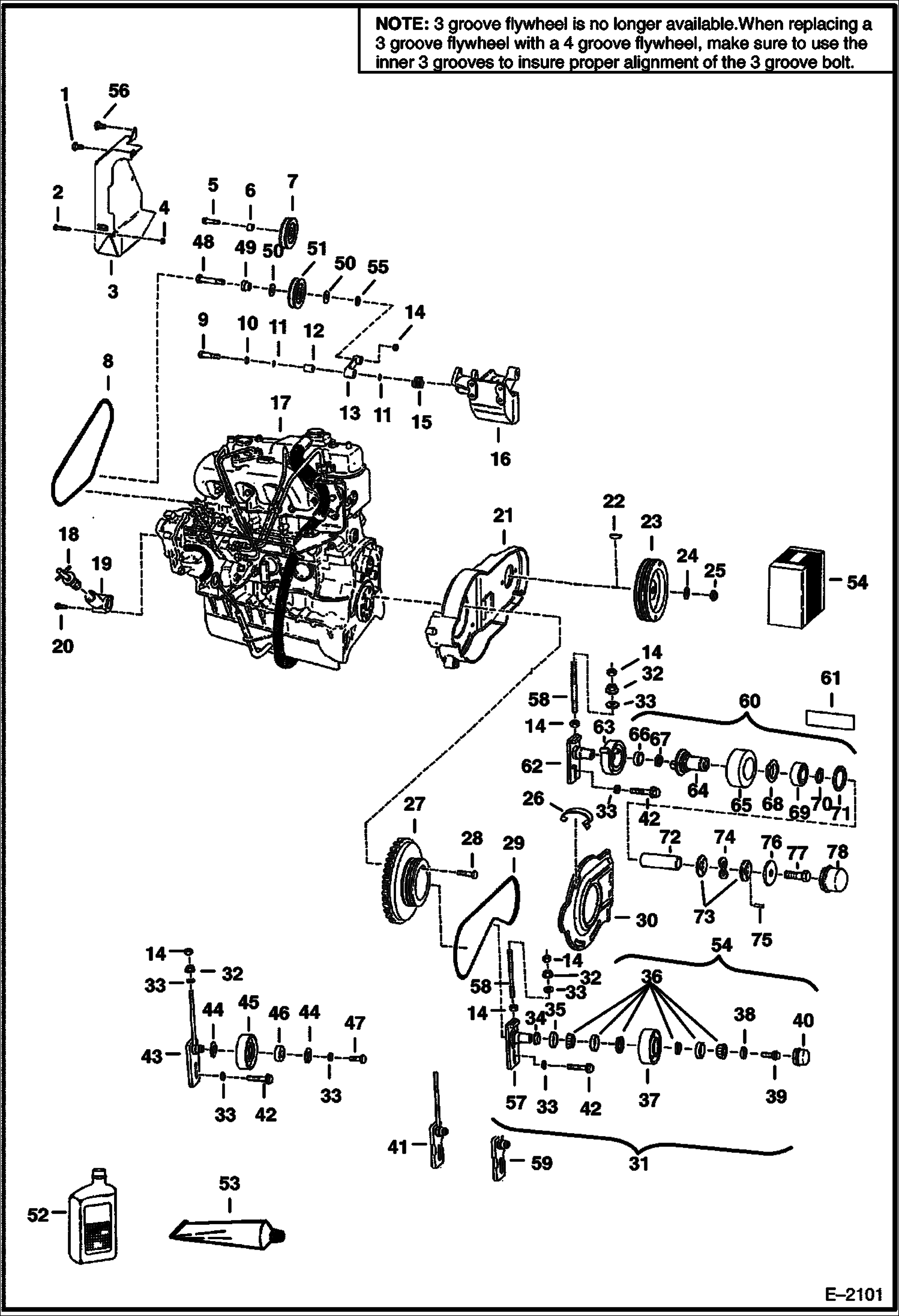Схема запчастей Bobcat 800s - ENGINE & ATTACHING PARTS (Belt Drive System) POWER UNIT