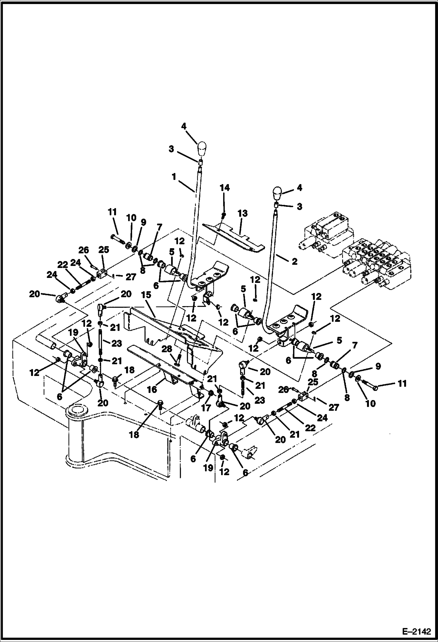 Схема запчастей Bobcat 220 - TRAVEL/STEERING LEVERS CONTROLS