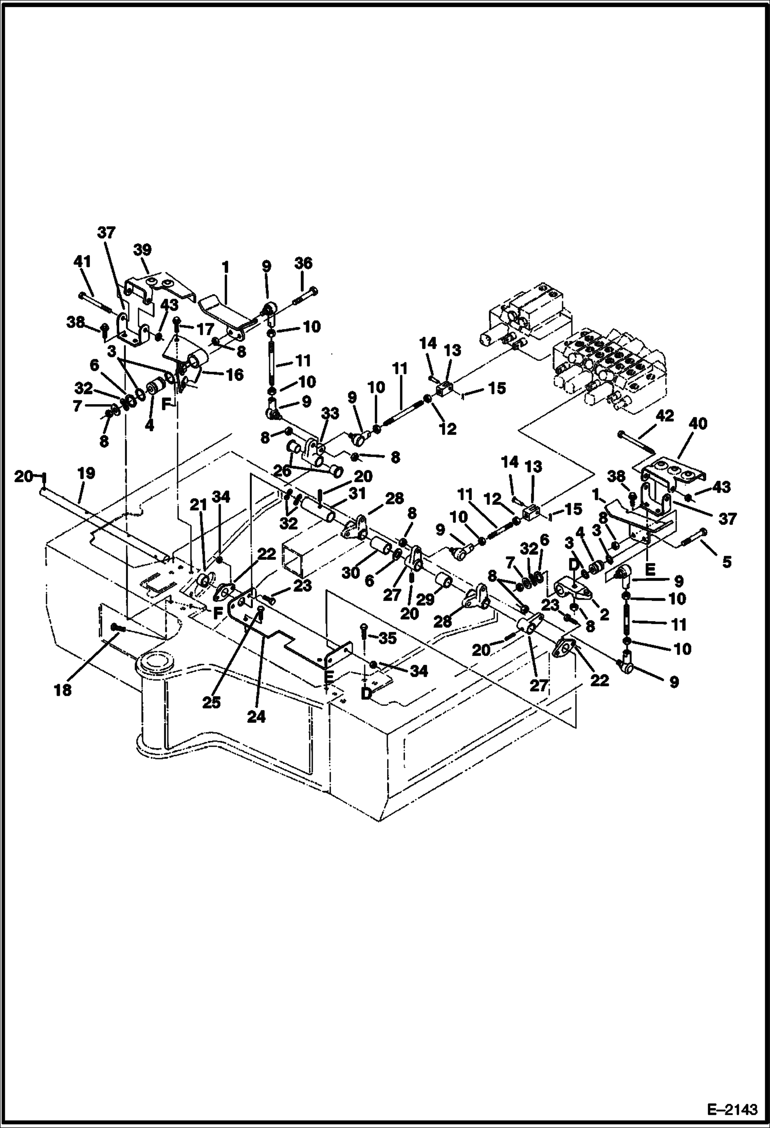 Схема запчастей Bobcat 220 - BOOM SWING & AUXILIARY PEDAL CONTROLS
