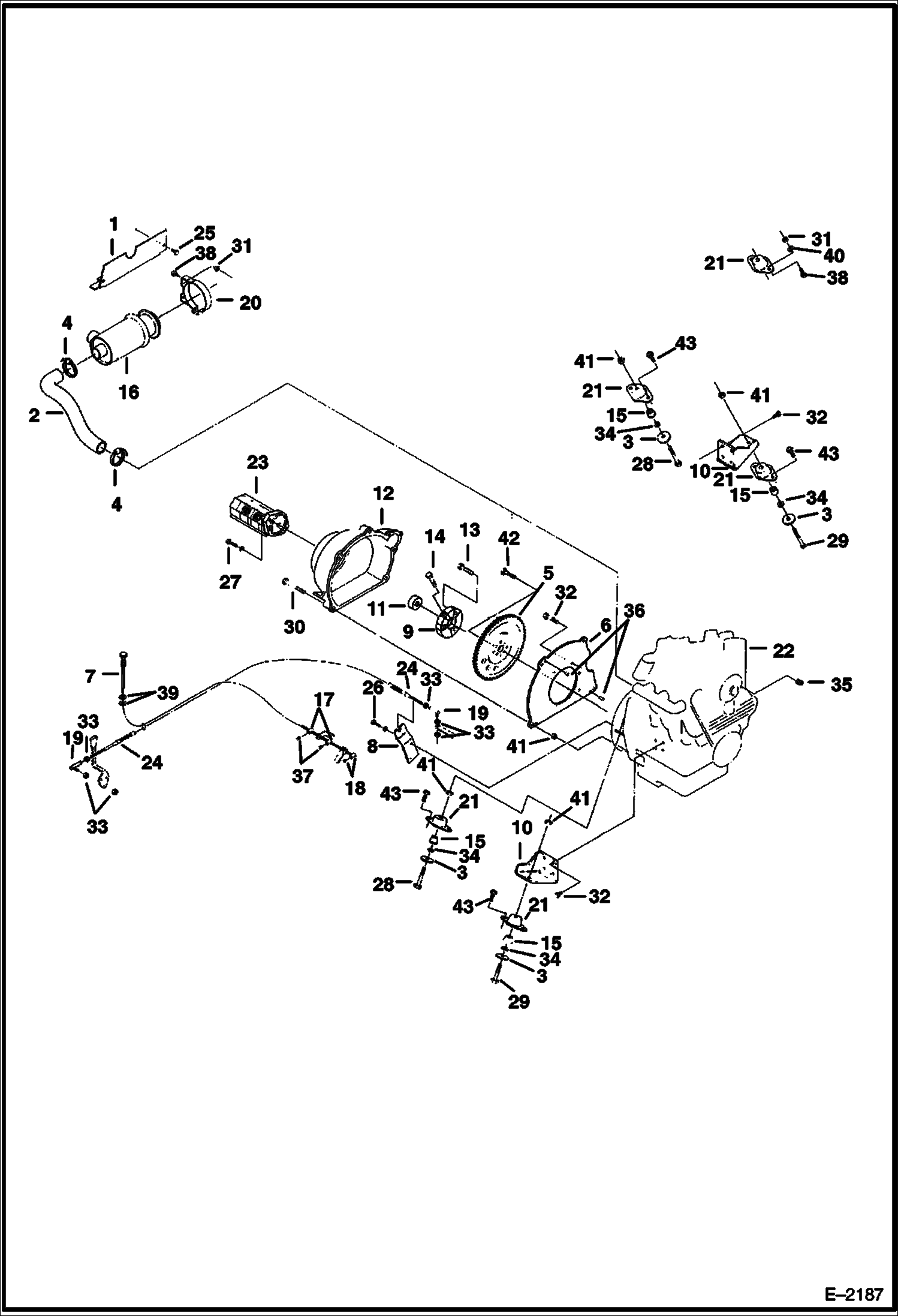 Схема запчастей Bobcat 320 - ENGINE, AIR CLEANER AND FLYWHEEL MOUNTING POWER UNIT