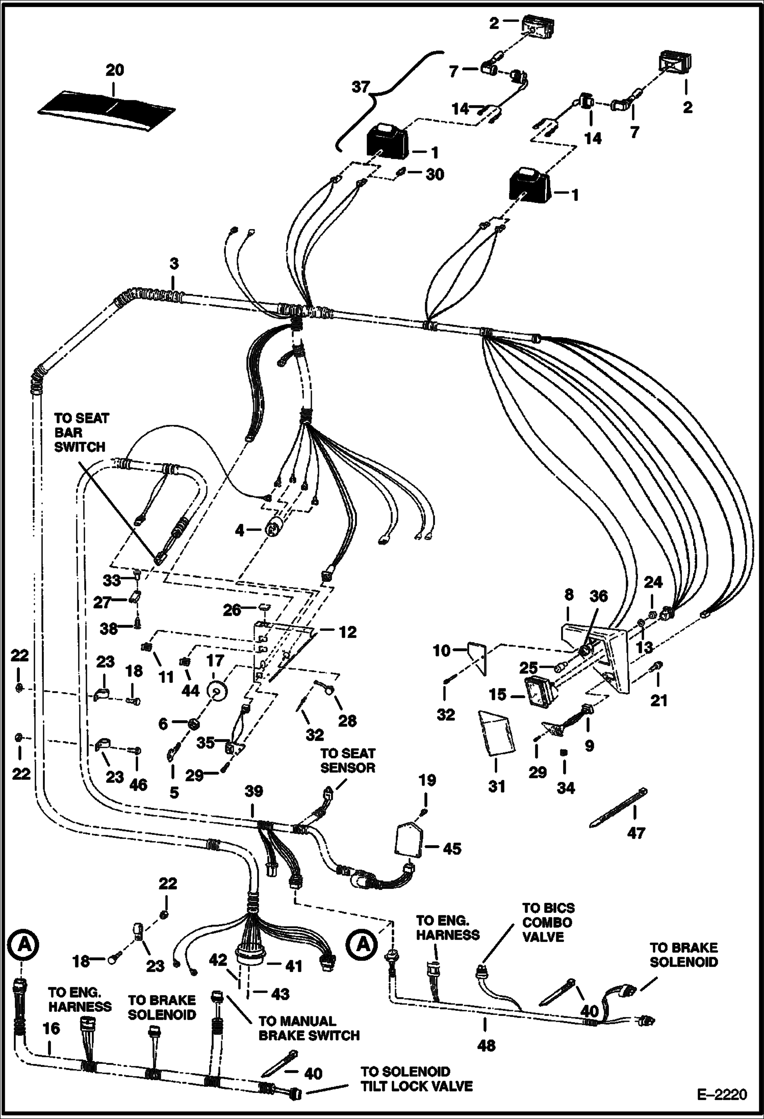 Схема запчастей Bobcat 700s - CAB ELECTRICAL CIRCUITRY (W/B.O.S.S. Option) ELECTRICAL SYSTEM