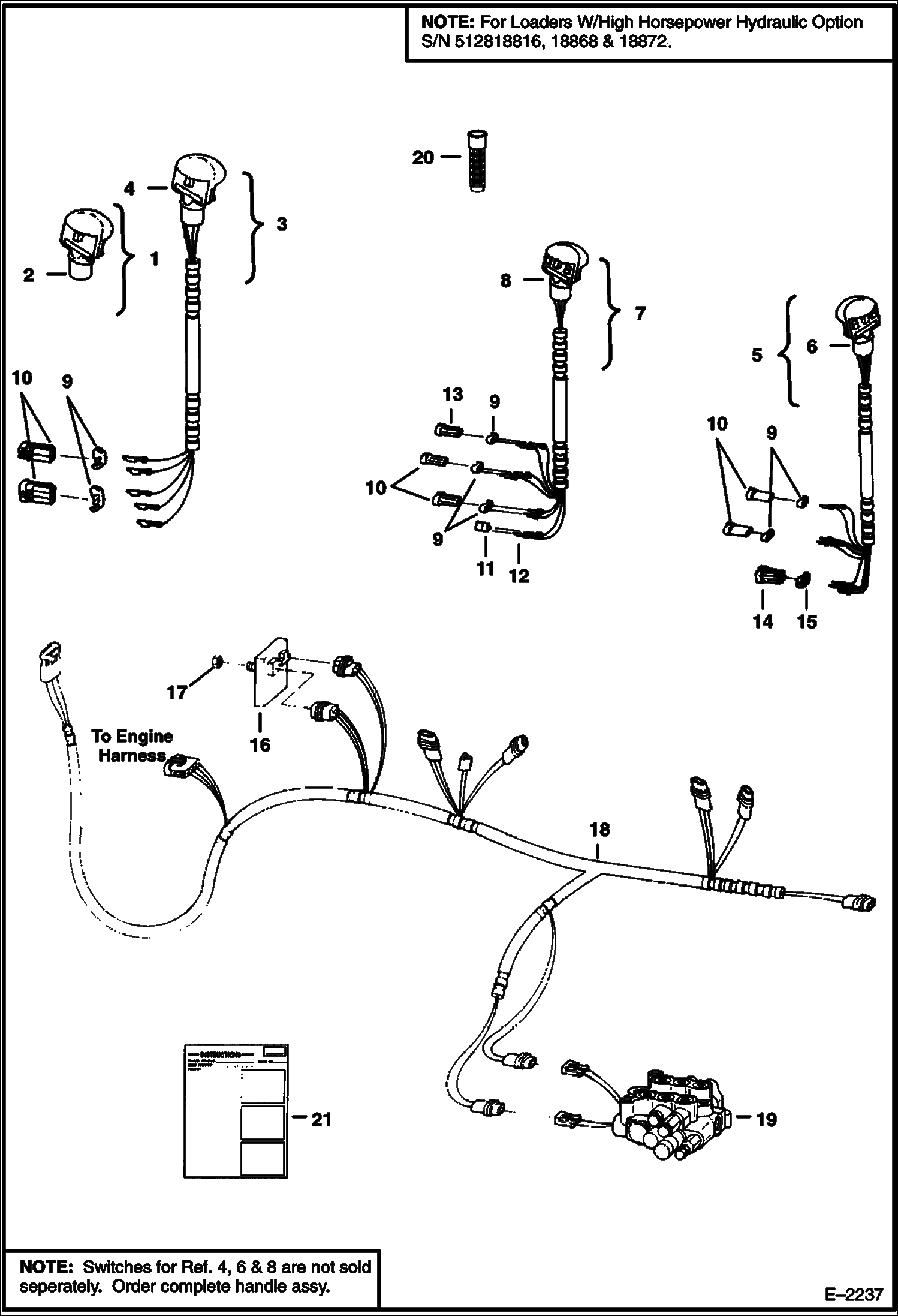 Схема запчастей Bobcat 800s - CONTROLS ELECTRICAL CIRCUITRY (S/N 5128 16001-18873, 5084 18001-18085 & 5097 18001-18112 - SEE NOTE) ELECTRICAL SYSTEM