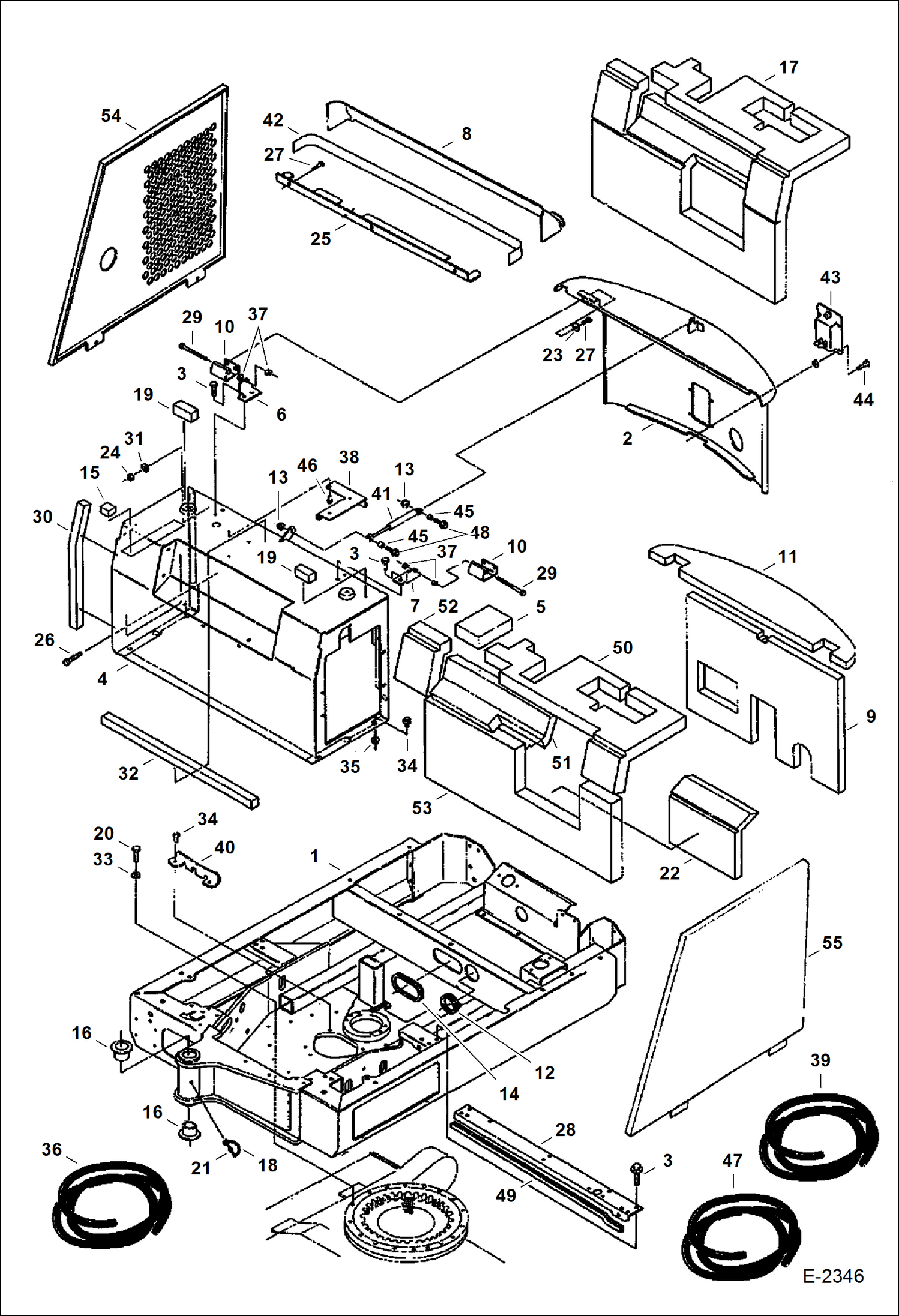 Схема запчастей Bobcat 320 - UPPERSTRUCTURE & ENGINE COVERS MAIN FRAME