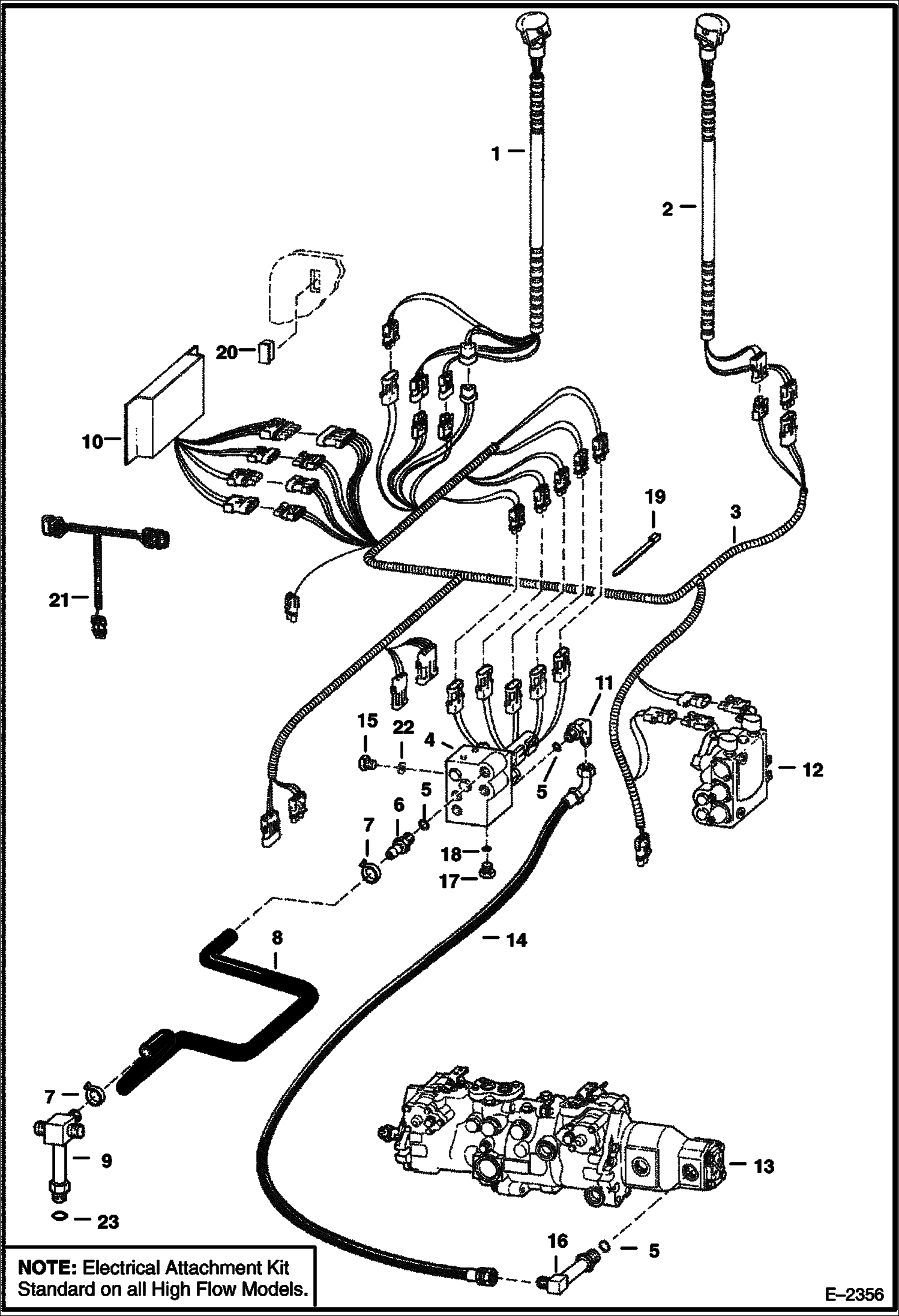Схема запчастей Bobcat T-Series - HIGH HORSEPOWER HYDRAULICS (S/N 5189 16427, 5175 15146 & Below) HIGH FLOW HYDRAULICS