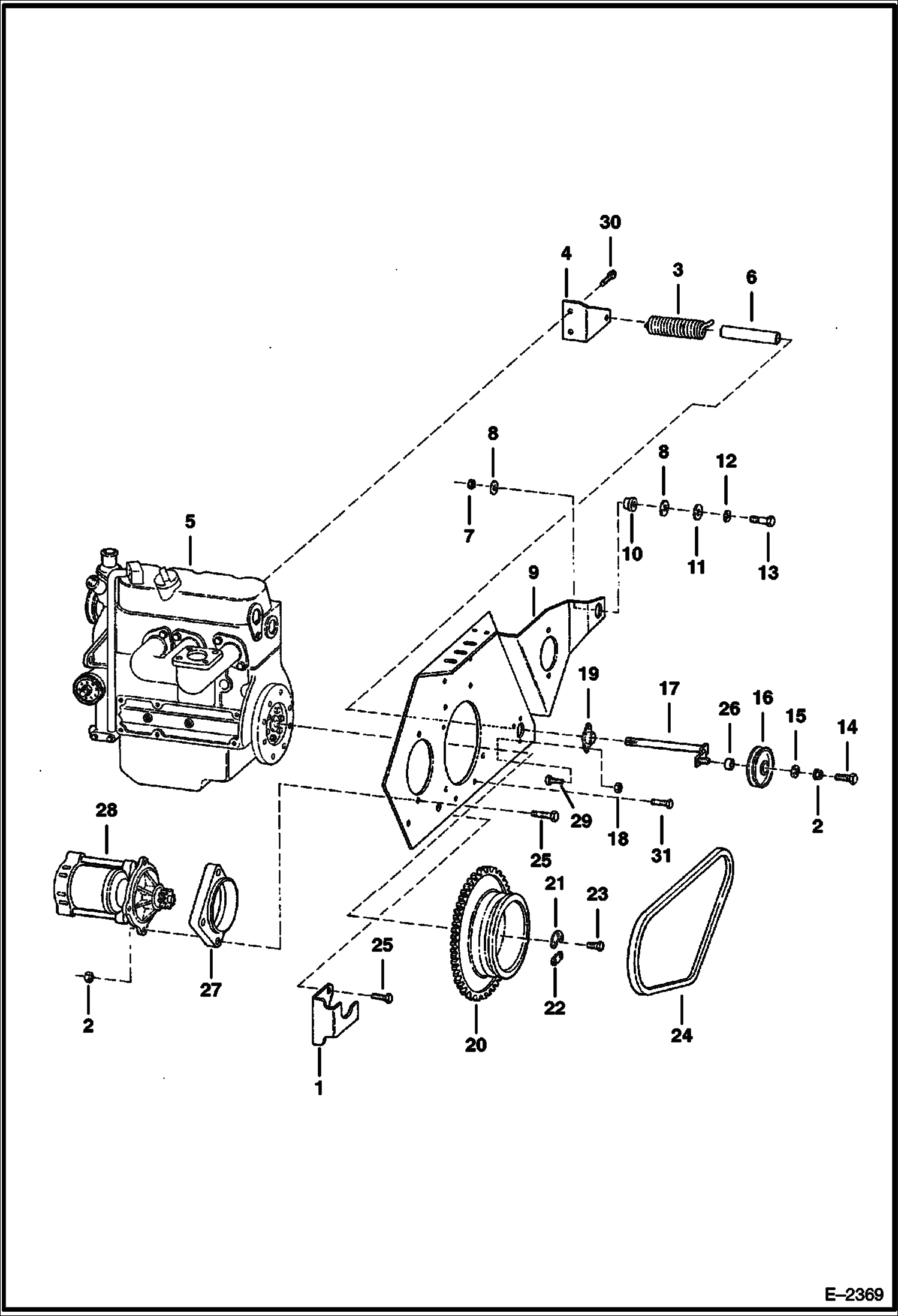 Схема запчастей Bobcat 400s - ENGINE & ATTACHING PARTS (Belt Drive, Hyd.) (S/N 5200 11680 & Below, 5199 11409 & Below) POWER UNIT