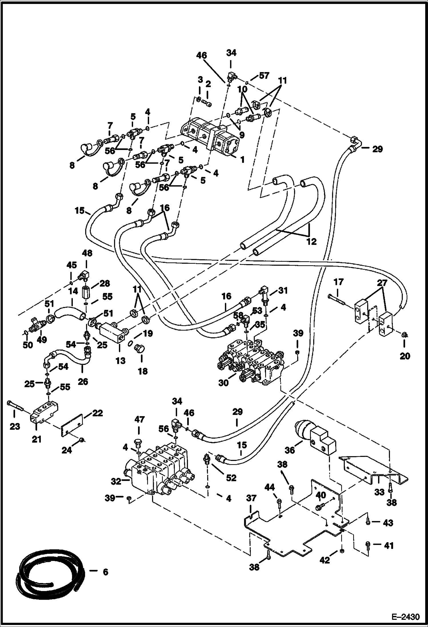 Схема запчастей Bobcat 325 - HYDRAULIC CIRCUITRY (Tank To Pump To Valves) (S/N 514014900 & Above and 516611001 & Above) HYDRAULIC SYSTEM