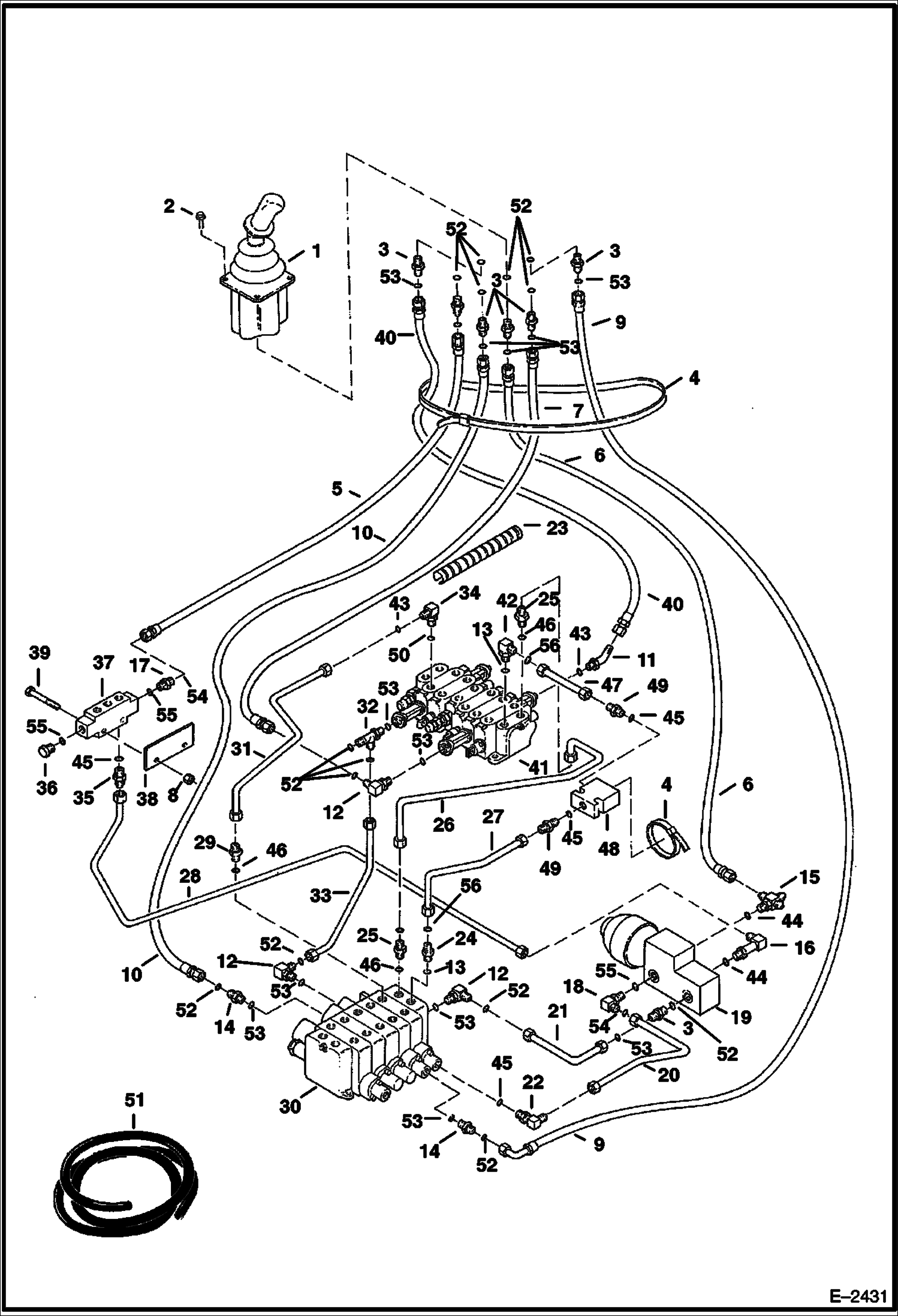 Схема запчастей Bobcat 328 - HYDRAULIC CIRCUITRY (R.H. Joystick Controls) (Bucket & Arm) (Standard Control Pattern) (S/N 514014900-16282 and 516611001-11315) HYDRAULIC SYSTEM