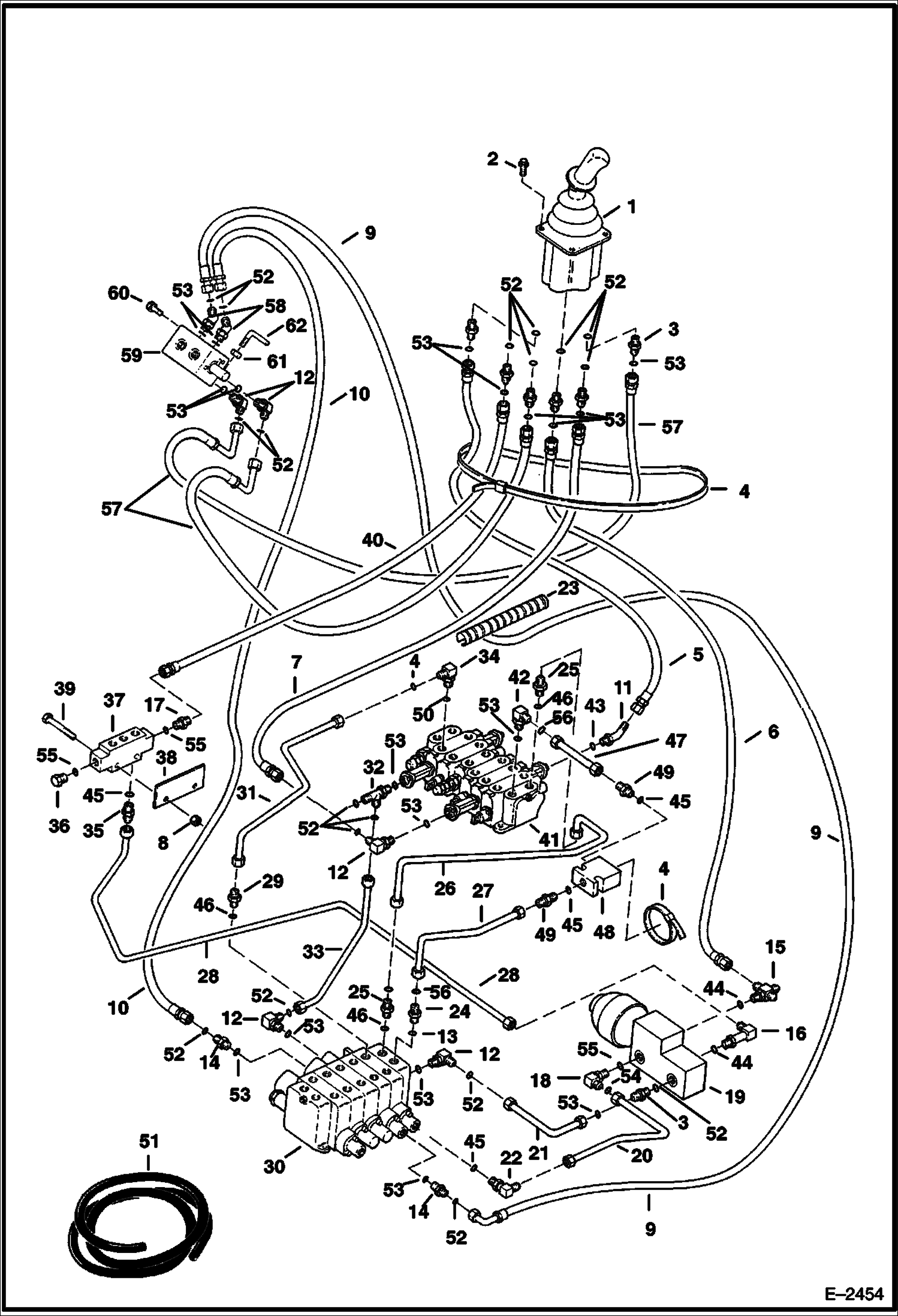Схема запчастей Bobcat 328 - HYDRAULIC CIRCUITRY (R.H. Joystick Controls) (W/ISO/Standard Selector Valve) (S/N 514016283 & Above and 516611316 & Above) HYDRAULIC SYSTEM