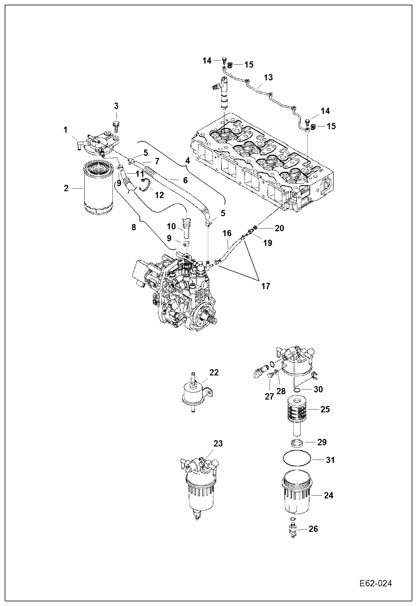 Схема запчастей Bobcat E62 - FUEL LINE POWER UNIT