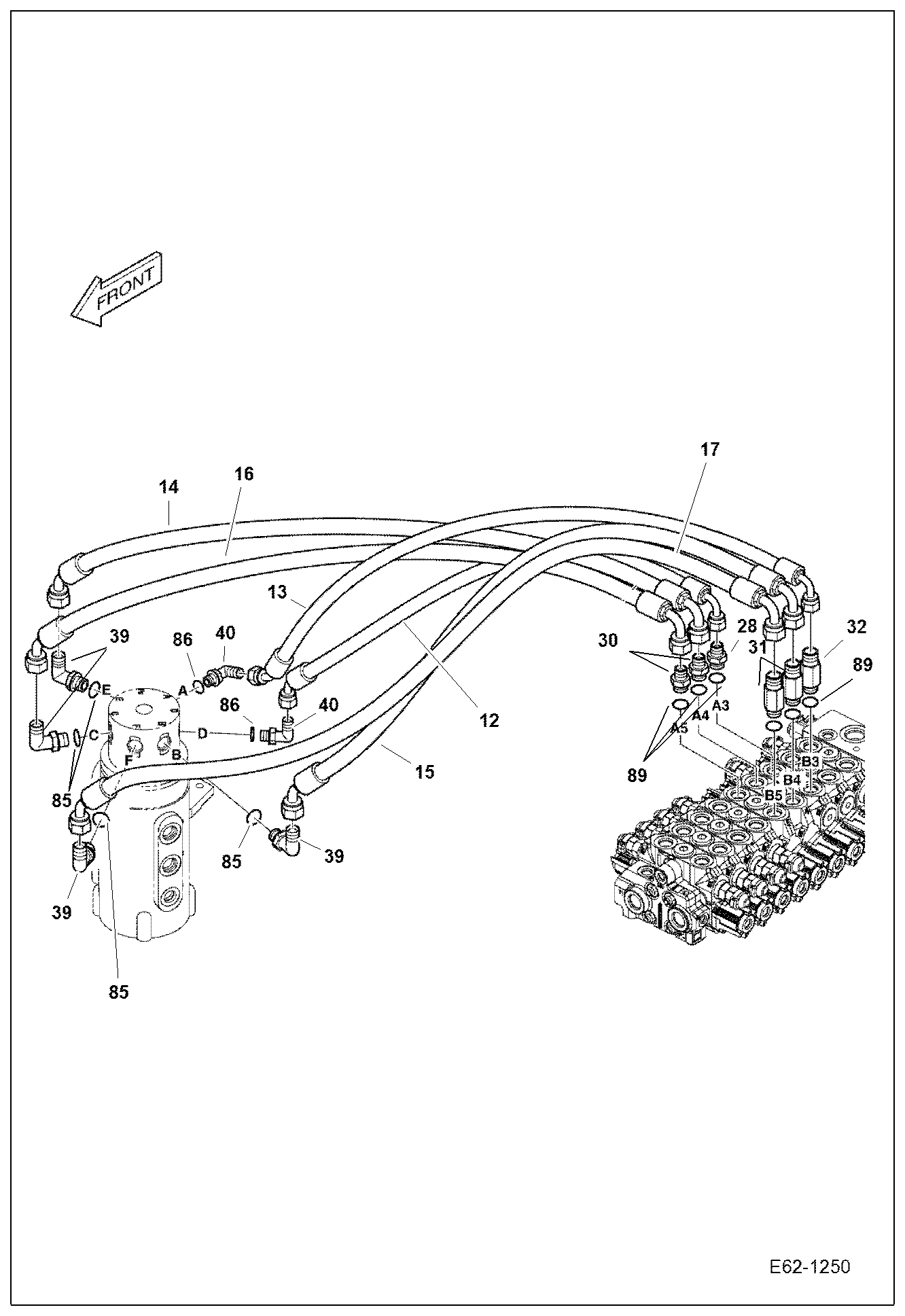 Схема запчастей Bobcat E62 - HYDRAULIC CIRCUITRY (Supply & Return) HYDRAULIC SYSTEM