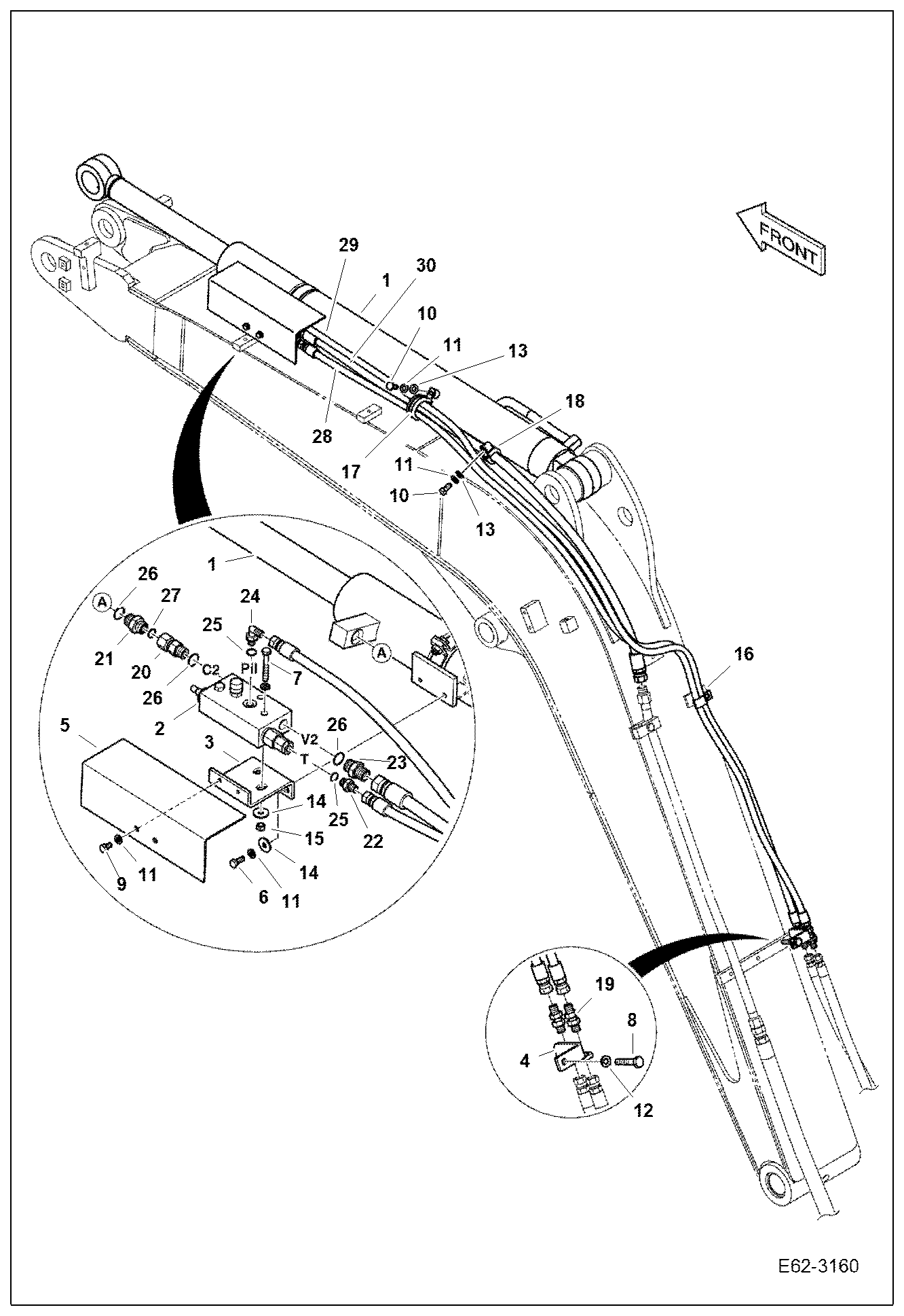 Схема запчастей Bobcat E62 - HYDRAULIC CIRCUITRY (Arm Lock Valve) HYDRAULIC SYSTEM