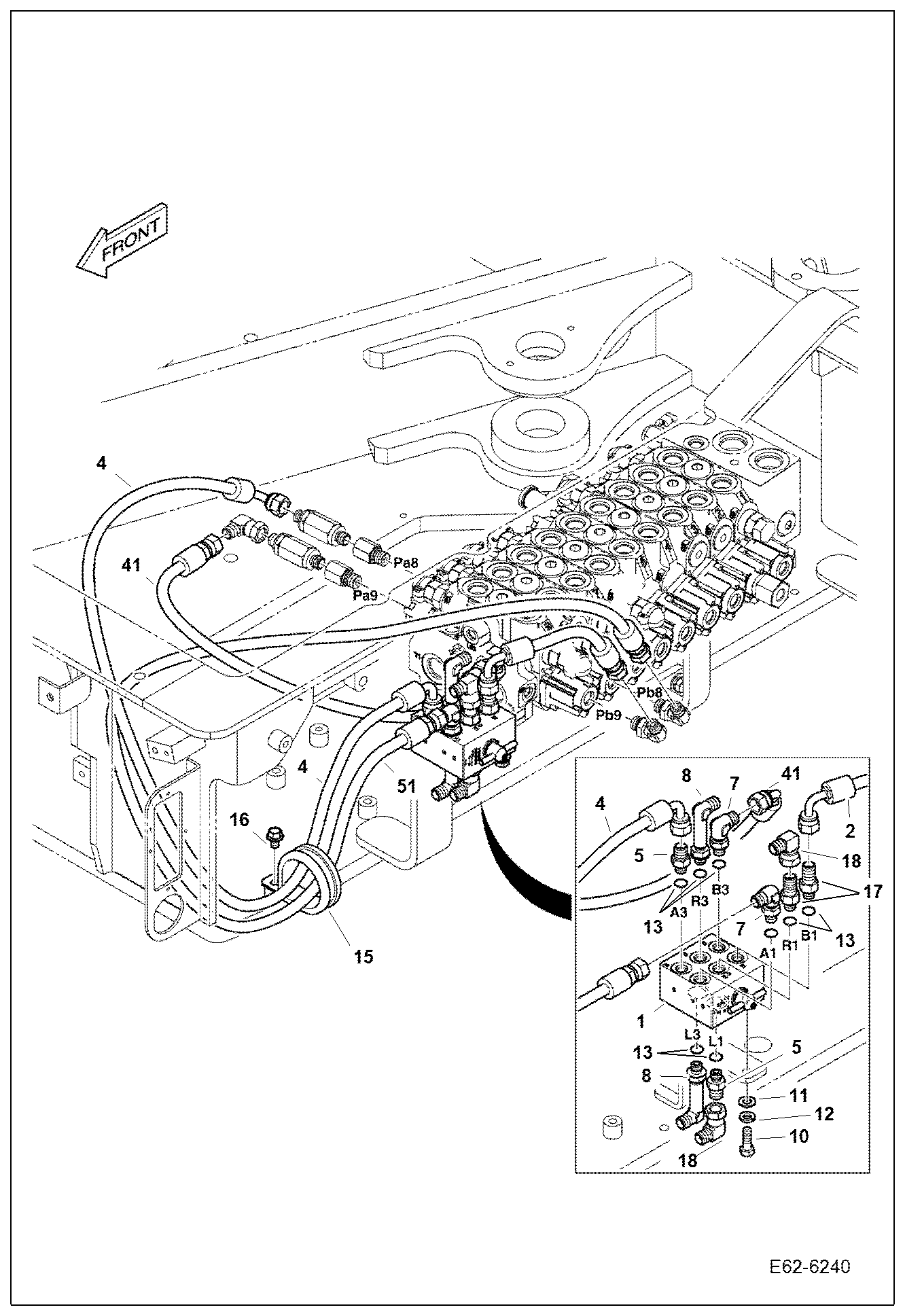 Схема запчастей Bobcat E62 - HYDRAULIC CIRCUITRY (STD/ISO) HYDRAULIC SYSTEM