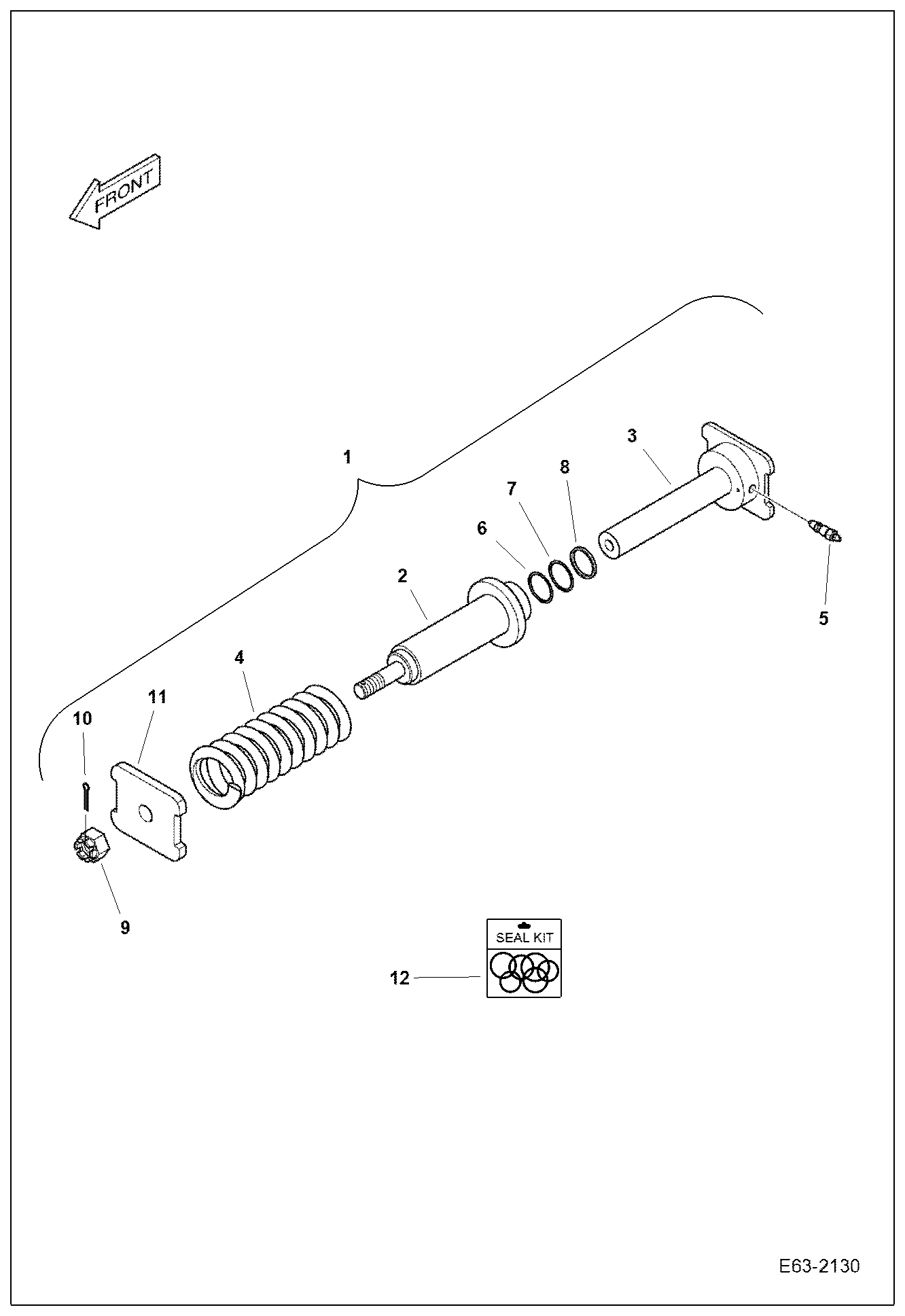 Схема запчастей Bobcat E62 - TRACK TENSIONER UNDERCARRIAGE