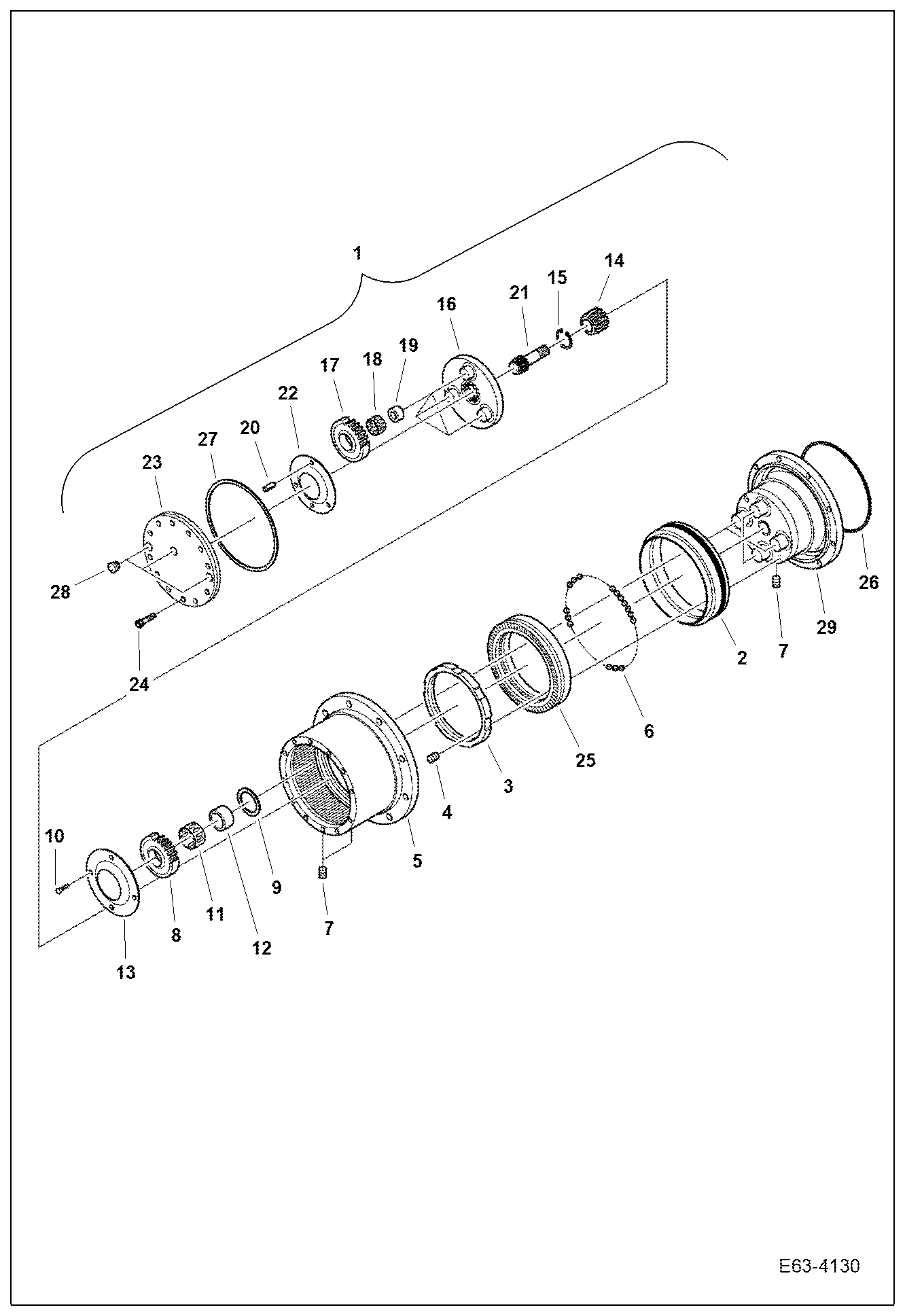 Схема запчастей Bobcat E62 - DRIVE MOTOR (Reduction Gear) HYDRAULIC SYSTEM