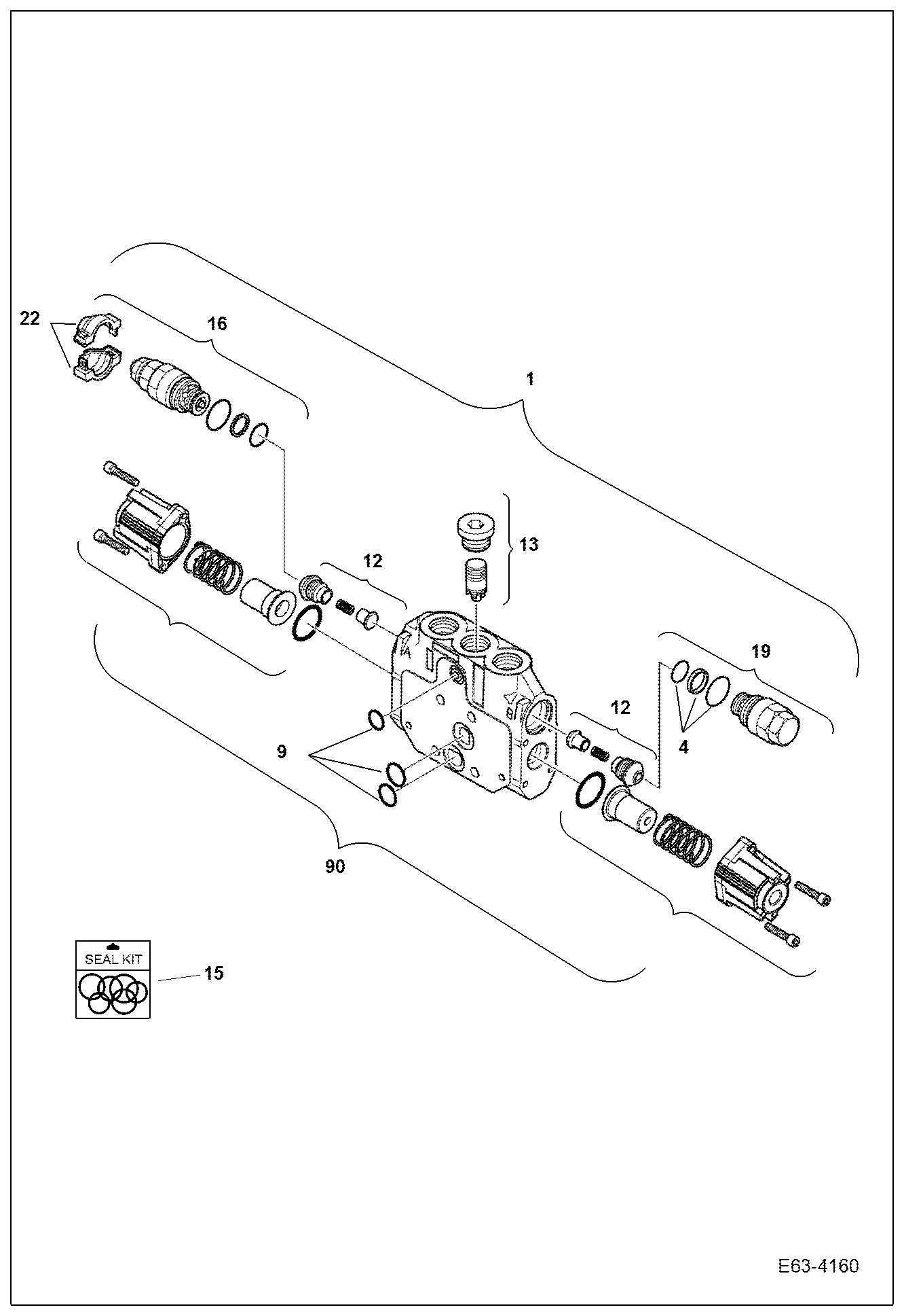 Схема запчастей Bobcat E62 - VALVE SECTION (Offset Section) HYDRAULIC SYSTEM