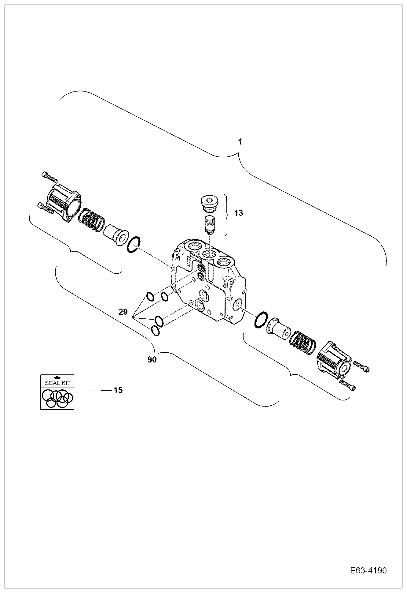 Схема запчастей Bobcat E62 - VALVE SECTION (Travel LH) HYDRAULIC SYSTEM