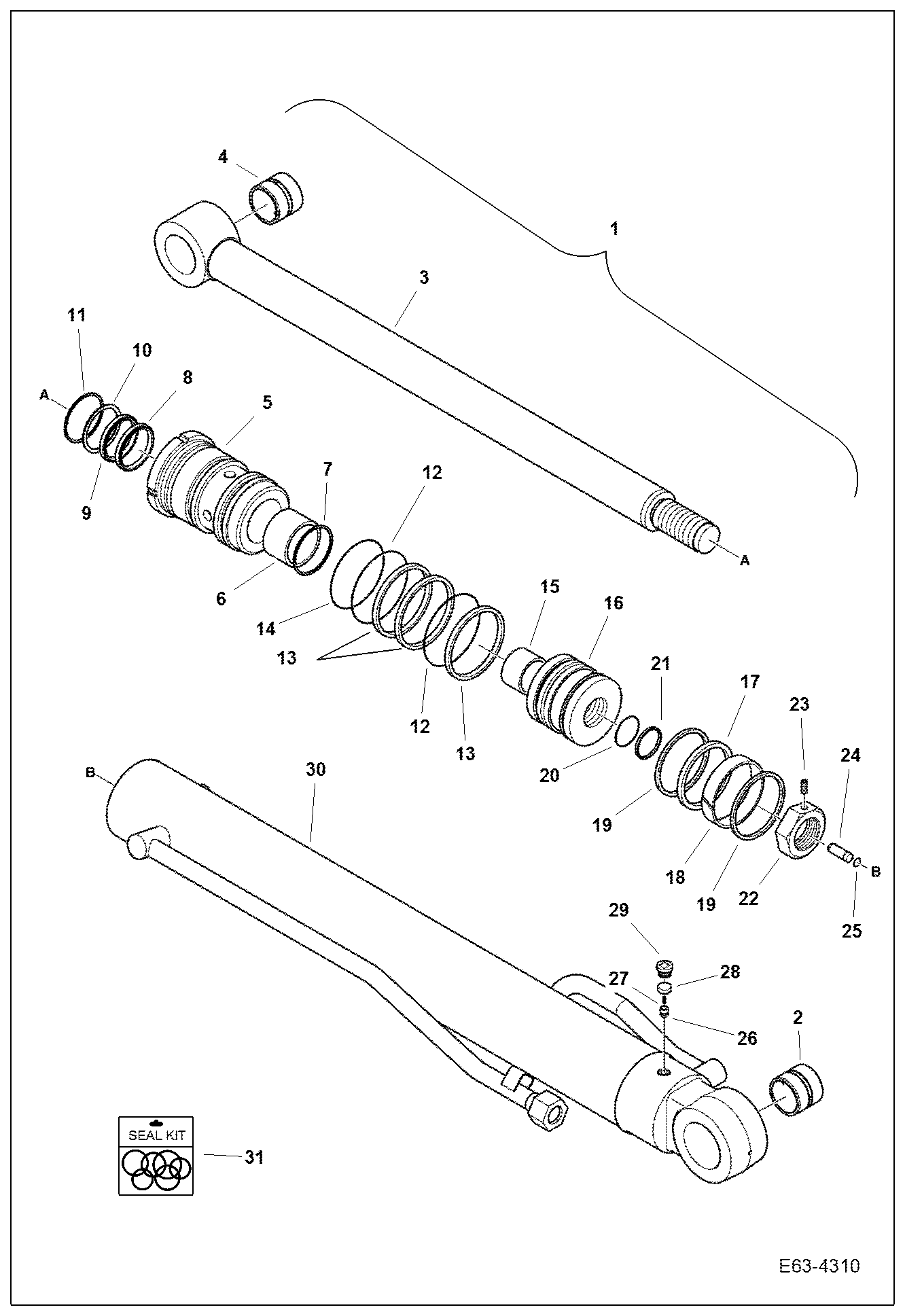 Схема запчастей Bobcat E63 - ARM CYLINDER HYDRAULIC SYSTEM