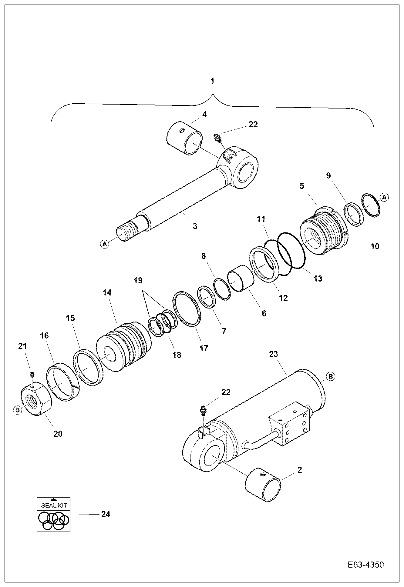 Схема запчастей Bobcat E62 - DOZER CYLINDER (Check) HYDRAULIC SYSTEM