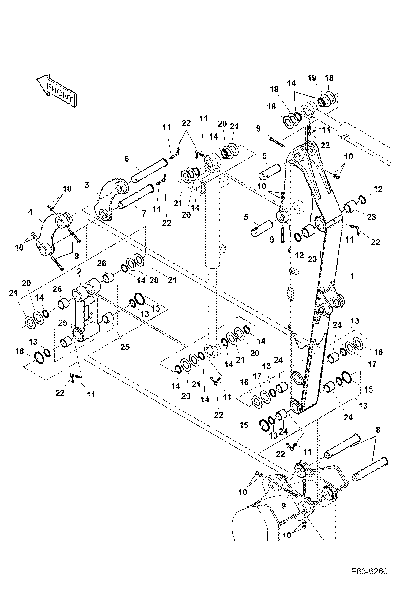 Схема запчастей Bobcat E62 - HYDRAULIC CIRCUITRY (Arm 1.6 m) Thumb ACCESSORIES & OPTIONS
