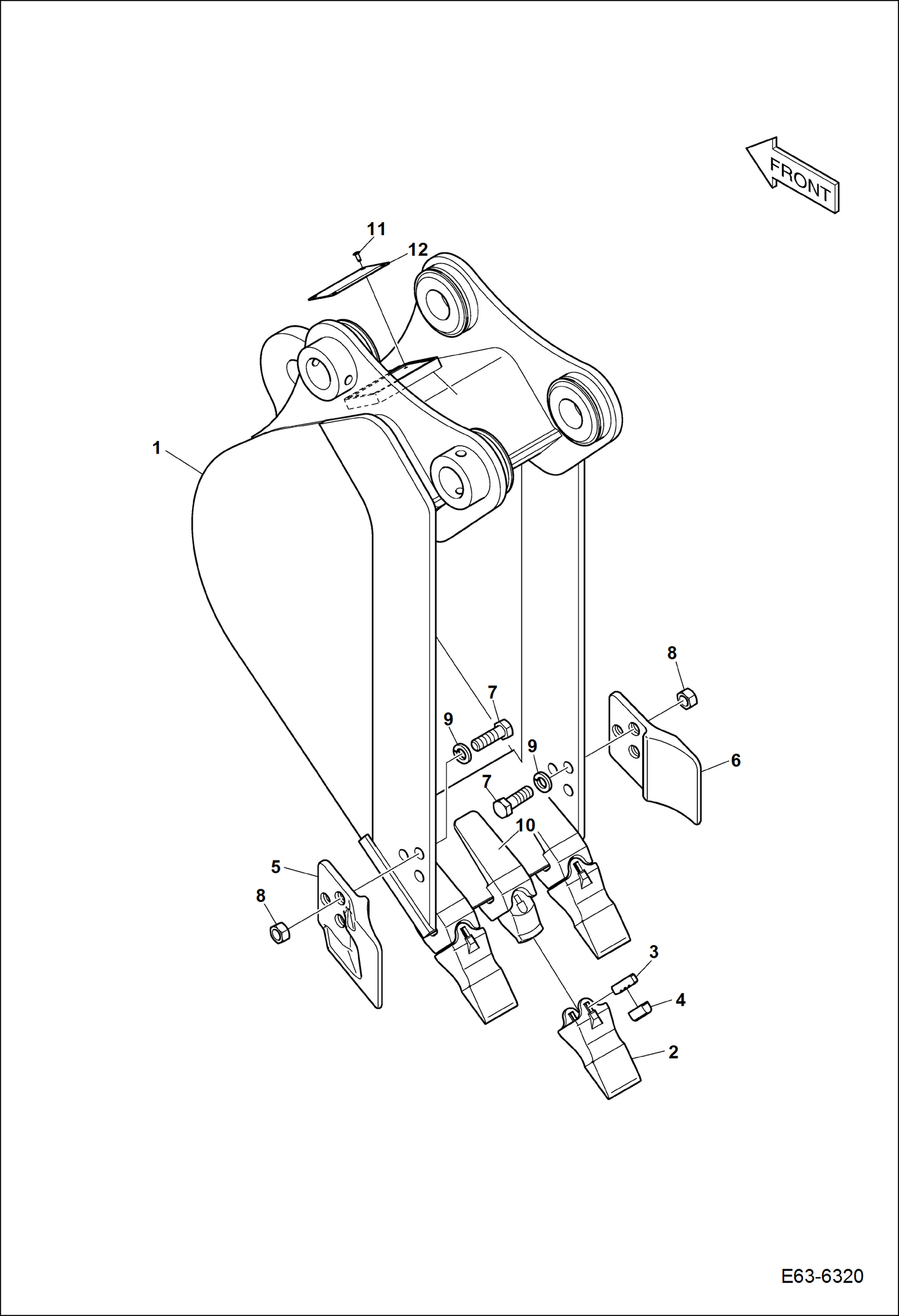 Схема запчастей Bobcat E62 - BUCKET (300 mm) (Narrow) WORK EQUIPMENT