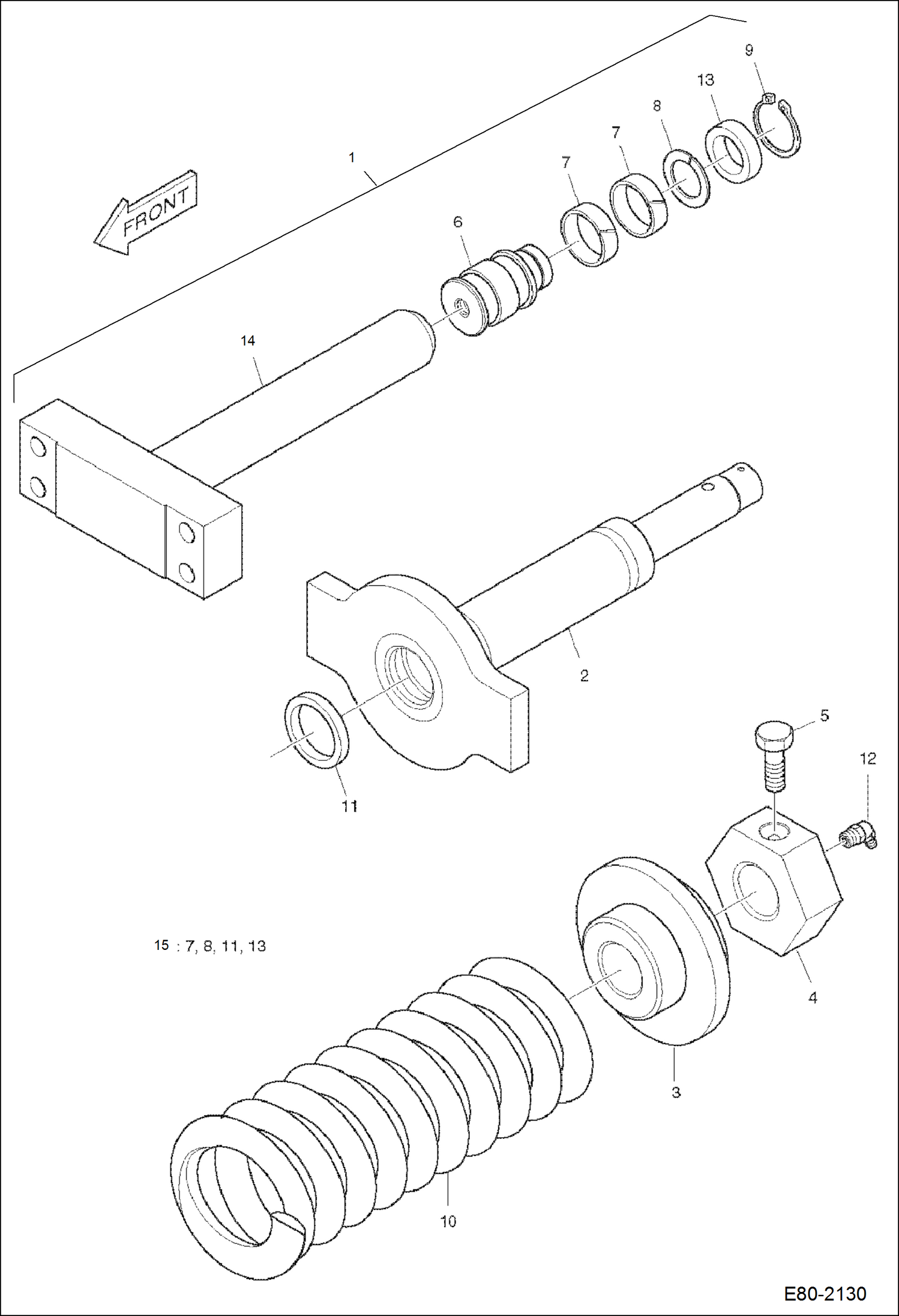 Схема запчастей Bobcat E80 - TRACK TENSIONER UNDERCARRIAGE