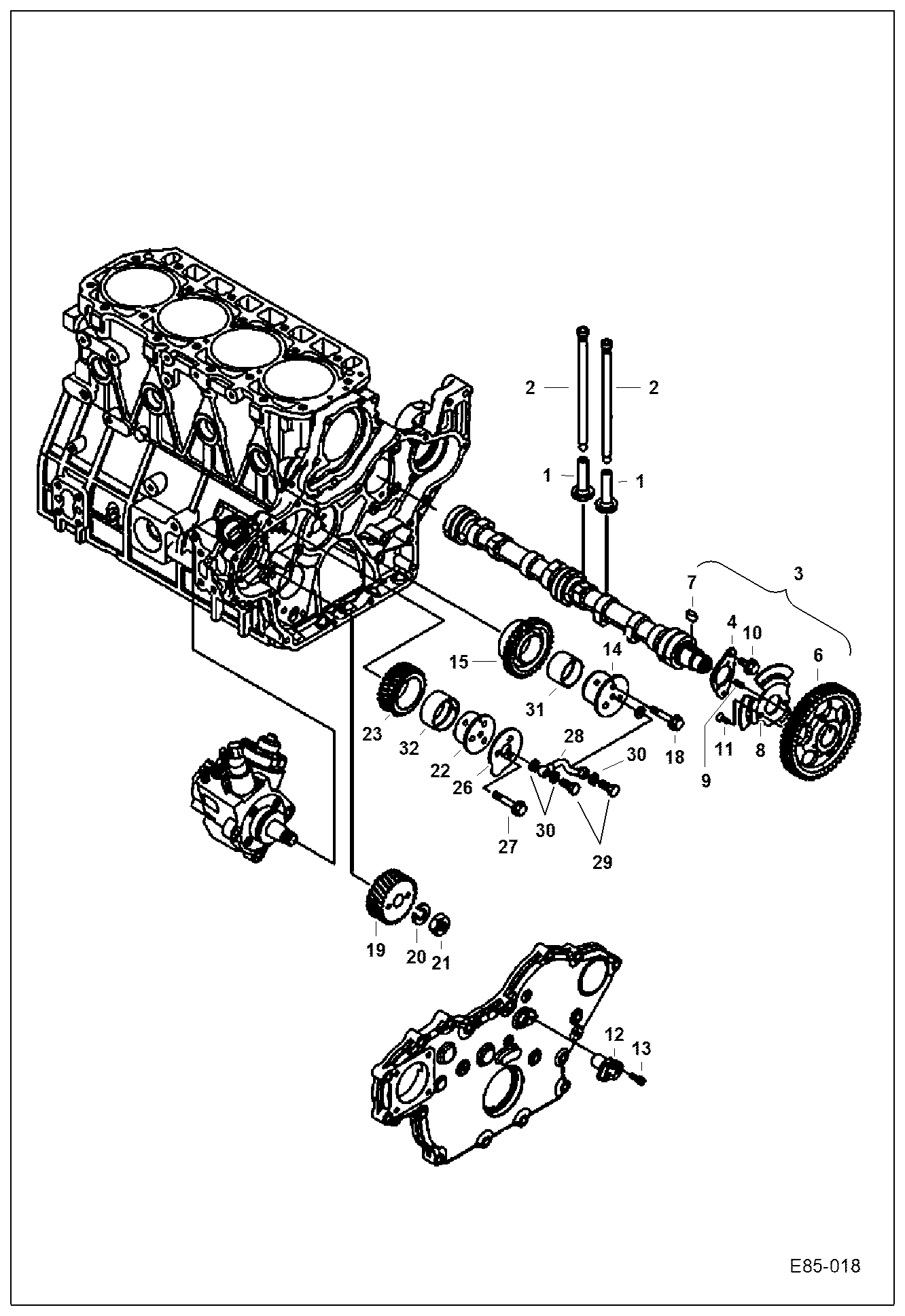 Схема запчастей Bobcat E63 - CAMSHAFT POWER UNIT