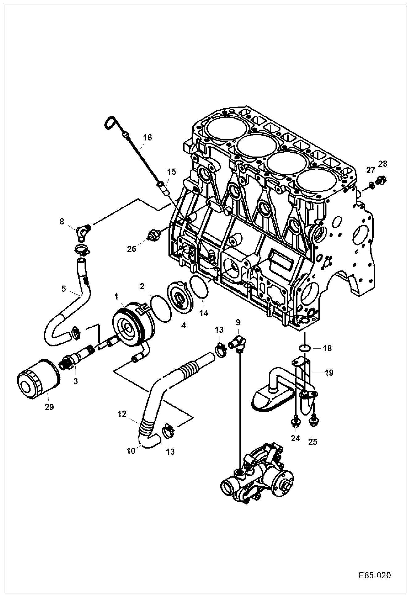 Схема запчастей Bobcat E85 - OIL FILTER & COOLER POWER UNIT