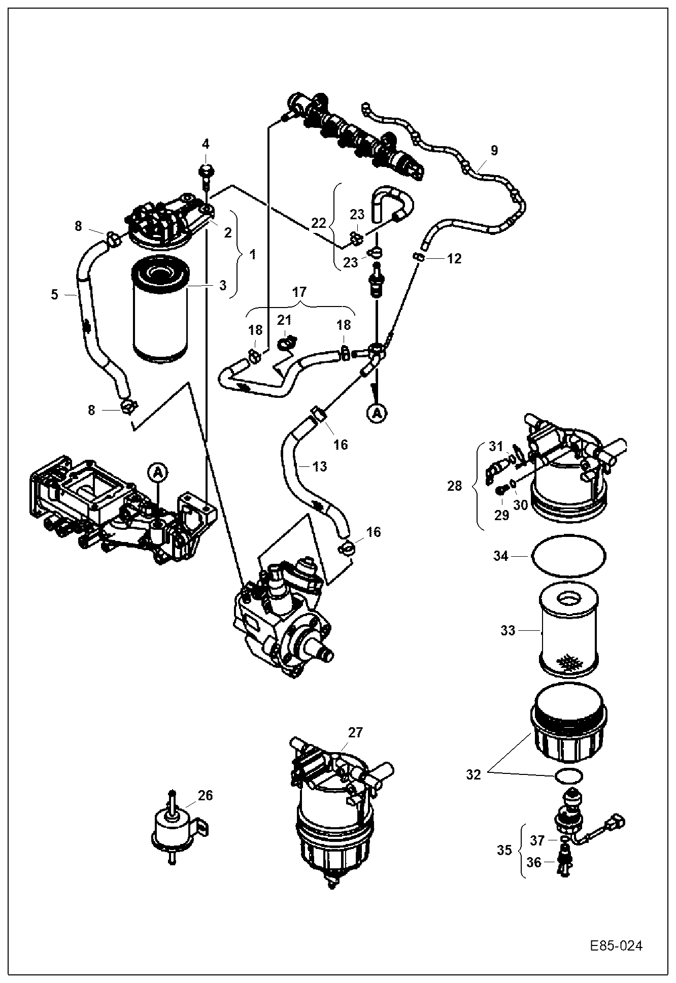 Схема запчастей Bobcat E85 - FUEL SYSTEM POWER UNIT