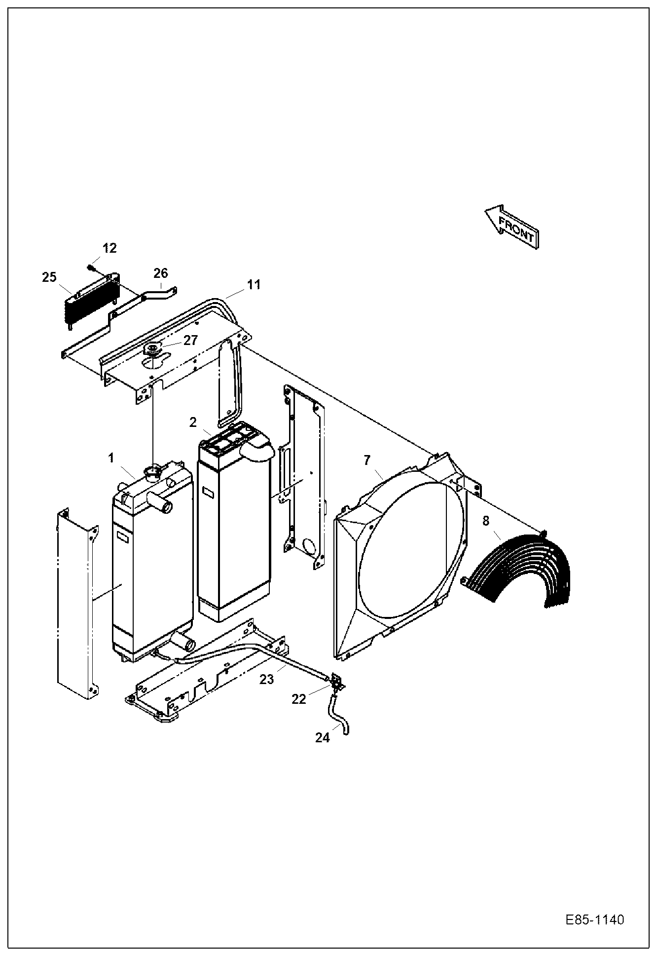 Схема запчастей Bobcat E85 - ENGINE & ATTACHING PARTS (Radiator) POWER UNIT