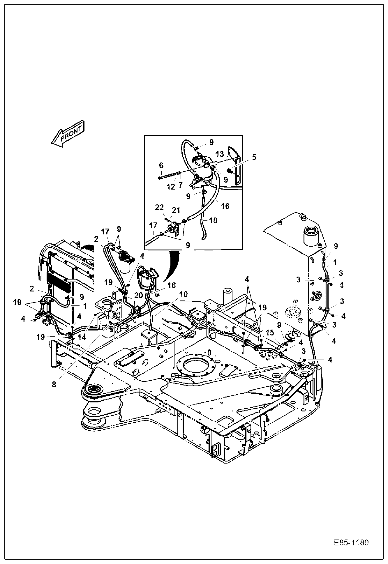 Схема запчастей Bobcat E85 - ENGINE & ATTACHING PARTS (Fuel Tank) POWER UNIT