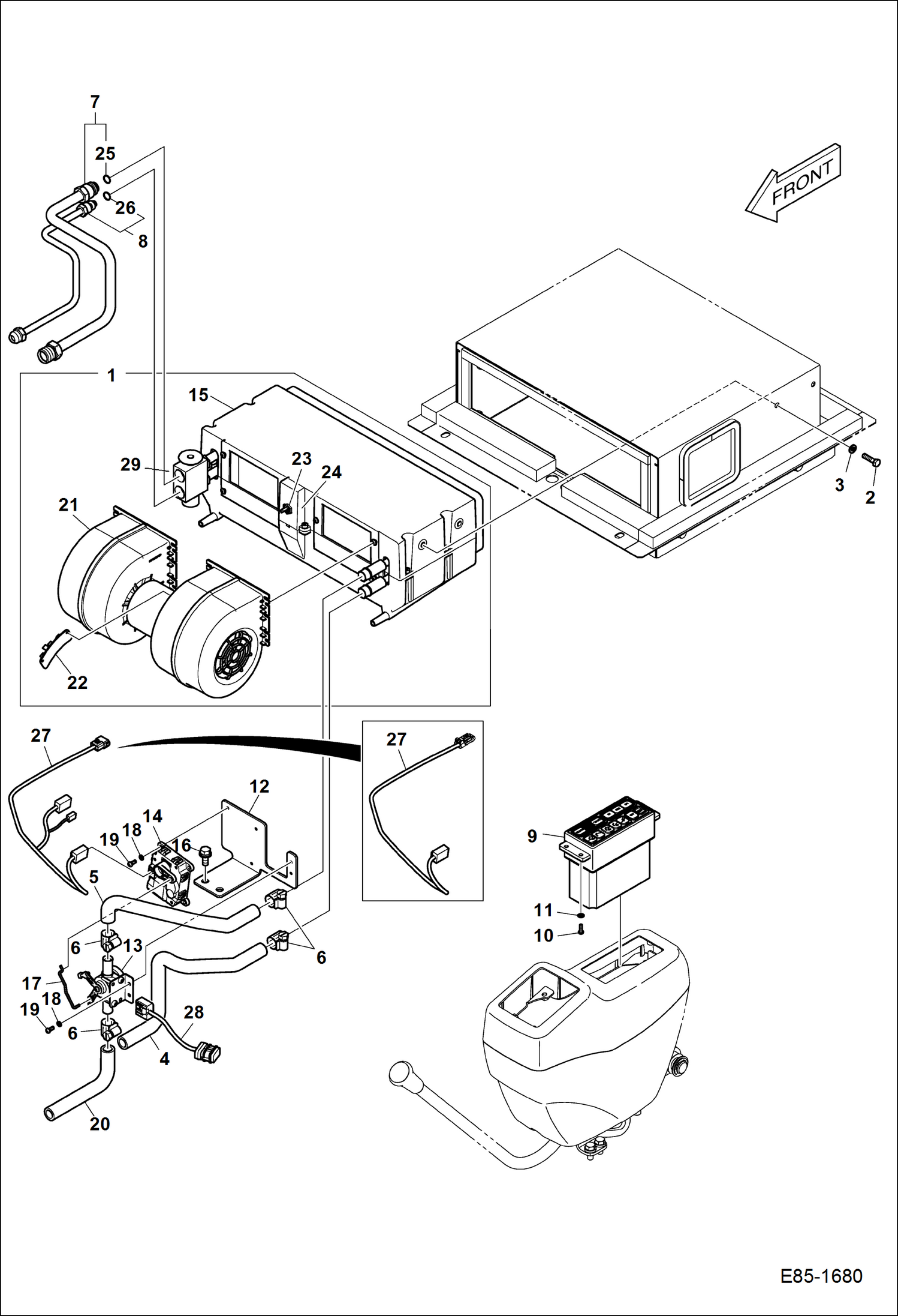 Схема запчастей Bobcat E85 - AIR CONDITIONING (Cab) MAIN FRAME