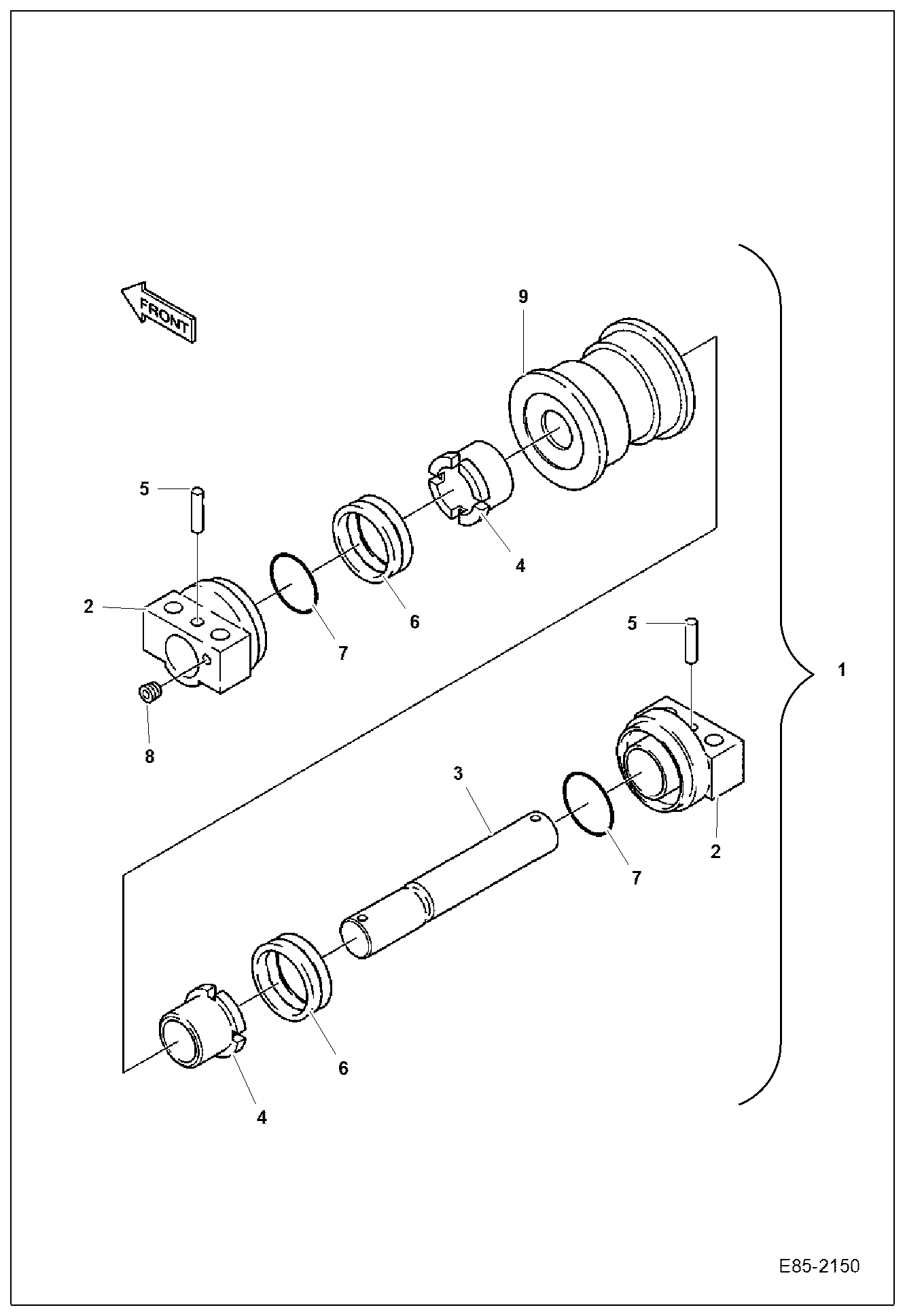 Схема запчастей Bobcat E85 - TRACK ROLLER (Bottom) UNDERCARRIAGE