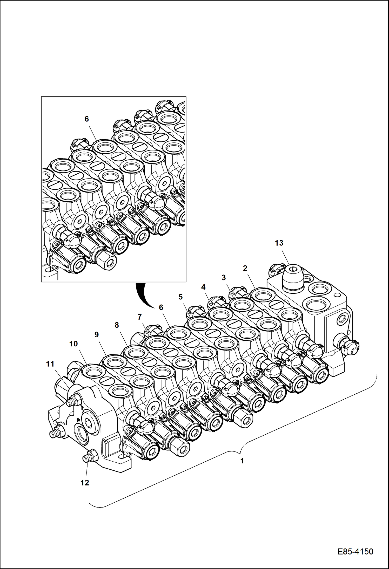 Схема запчастей Bobcat E85 - CONTROL VALVE HYDRAULIC SYSTEM