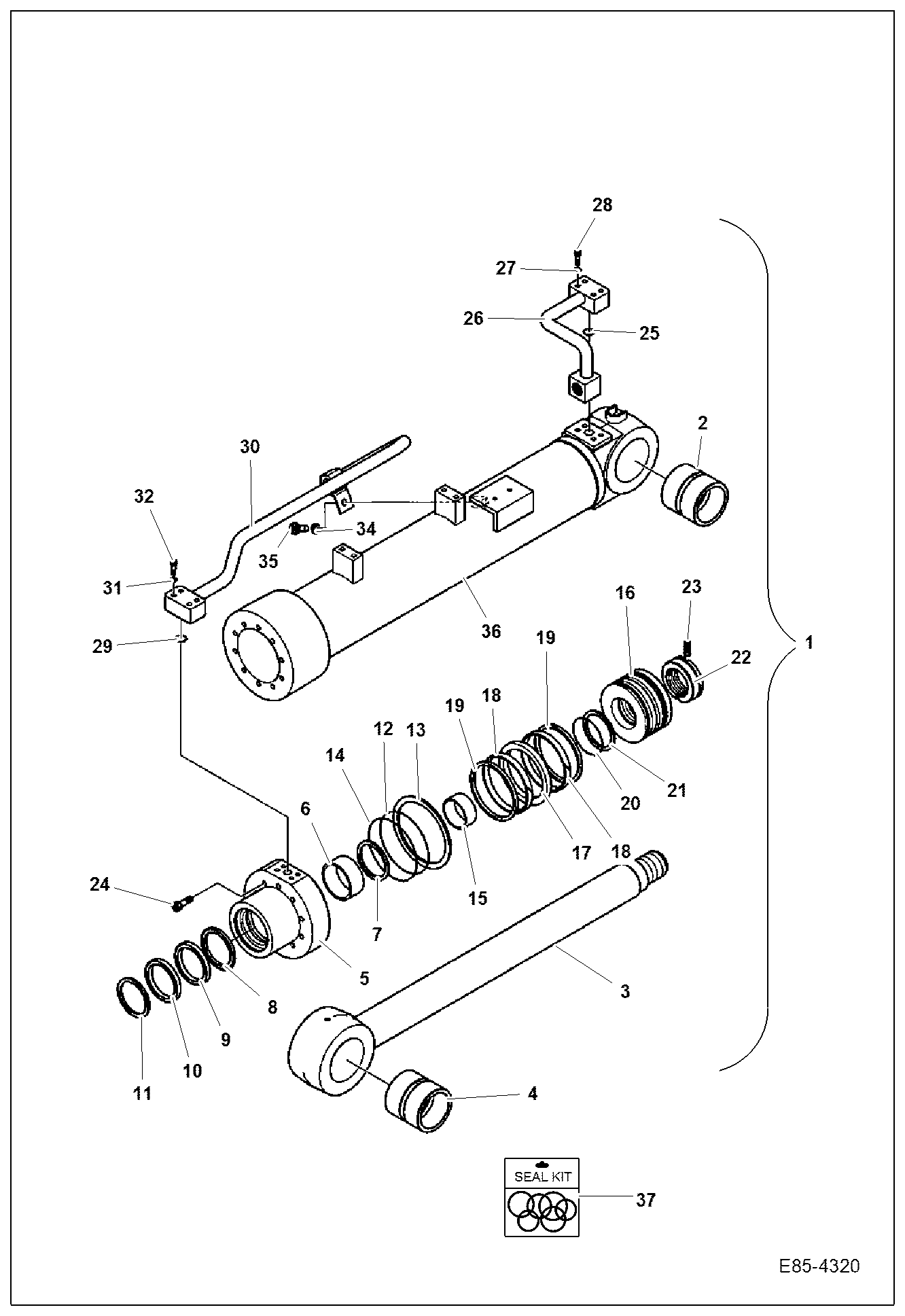 Схема запчастей Bobcat E85 - BOOM CYLINDER (W/Lock Valve) HYDRAULIC SYSTEM