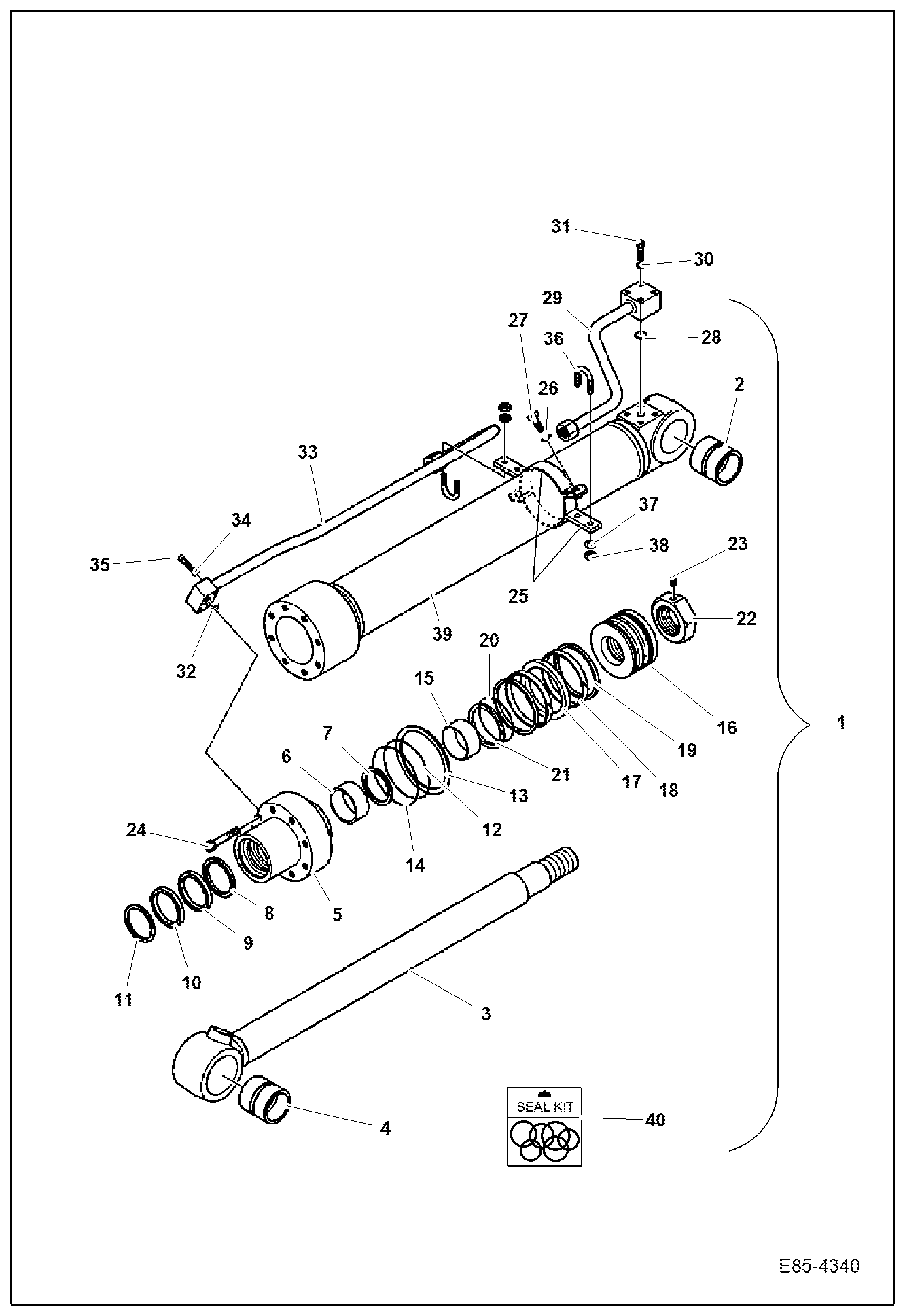 Схема запчастей Bobcat E85 - BUCKET CYLINDER HYDRAULIC SYSTEM