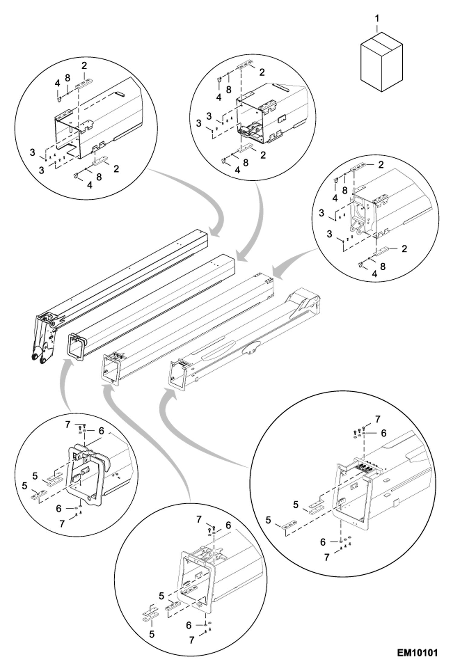 Схема запчастей Bobcat T40140 - BOOM PAD KIT (S/N 365411001 - 12000) ACCESSORIES & OPTIONS
