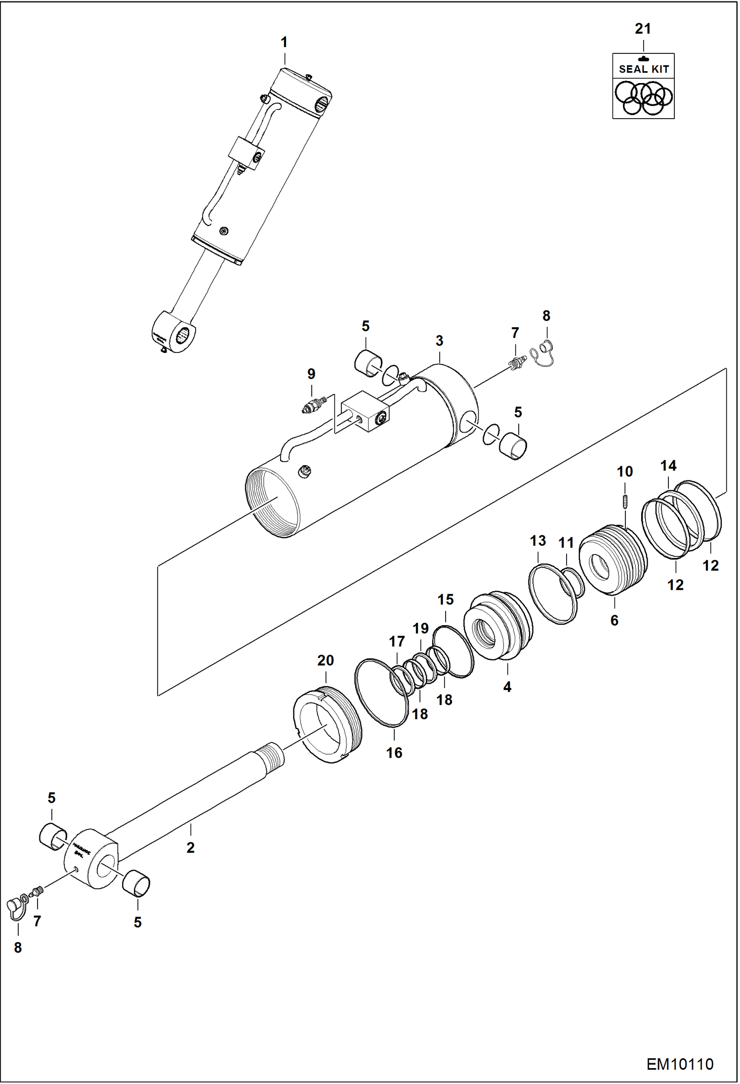 Схема запчастей Bobcat T40140 - TILT CYLINDER HYDRAULIC SYSTEM