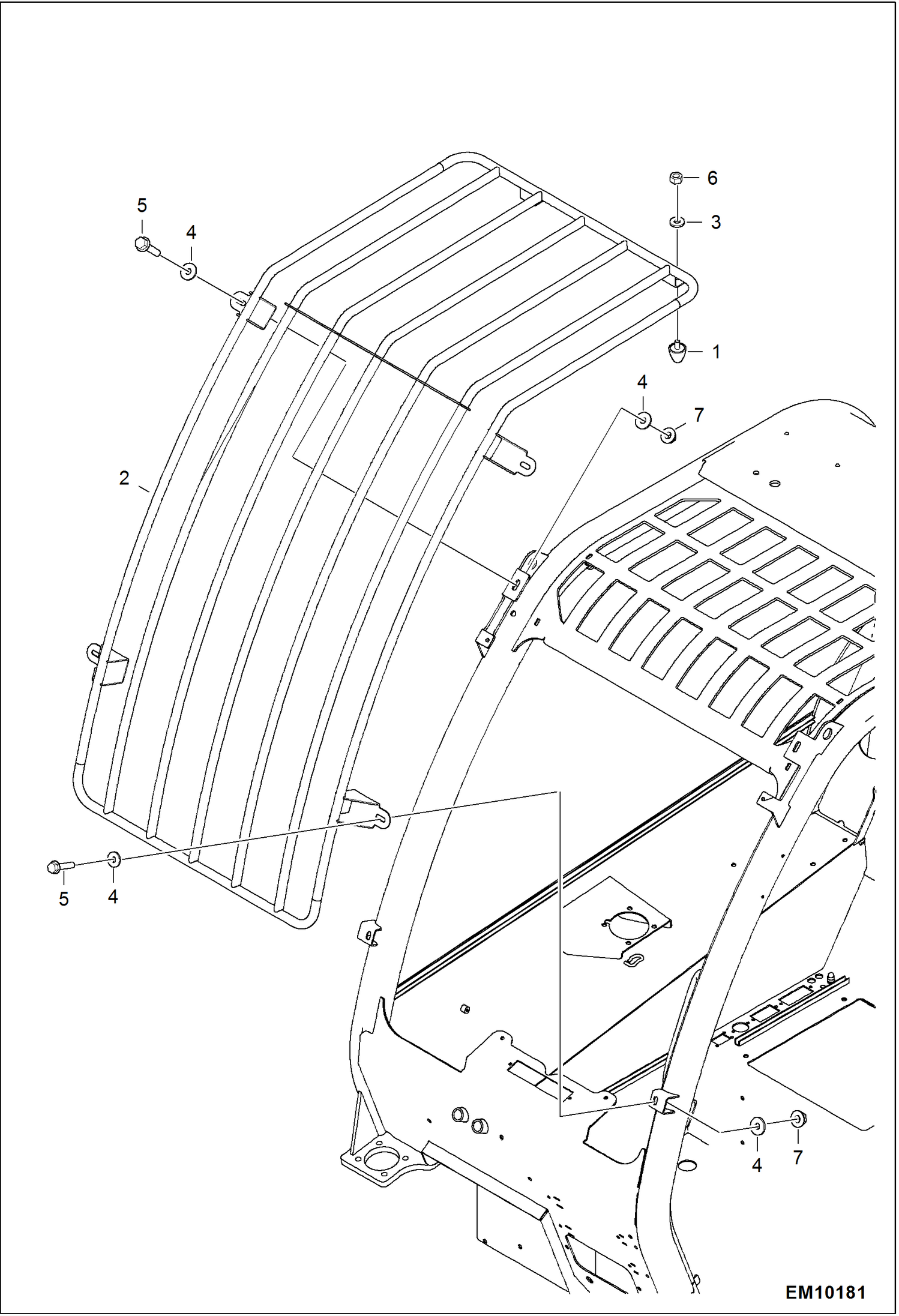 Схема запчастей Bobcat T40140 - FRONT WINDOW GUARD ACCESSORIES & OPTIONS