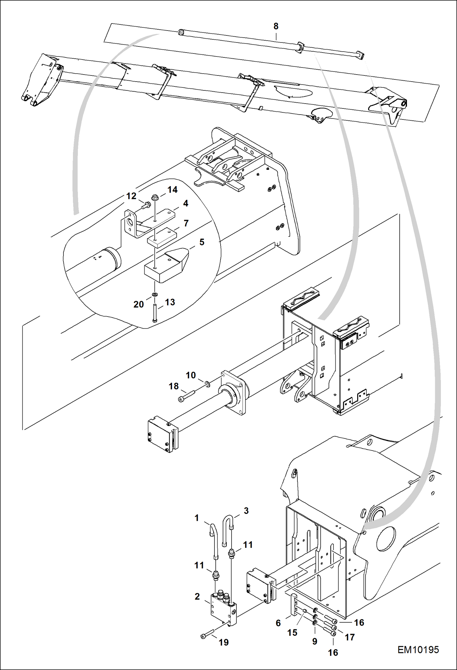 Схема запчастей Bobcat T40140 - HYDRAULIC CIRCUITRY (Extension Cylinder) HYDRAULIC SYSTEM