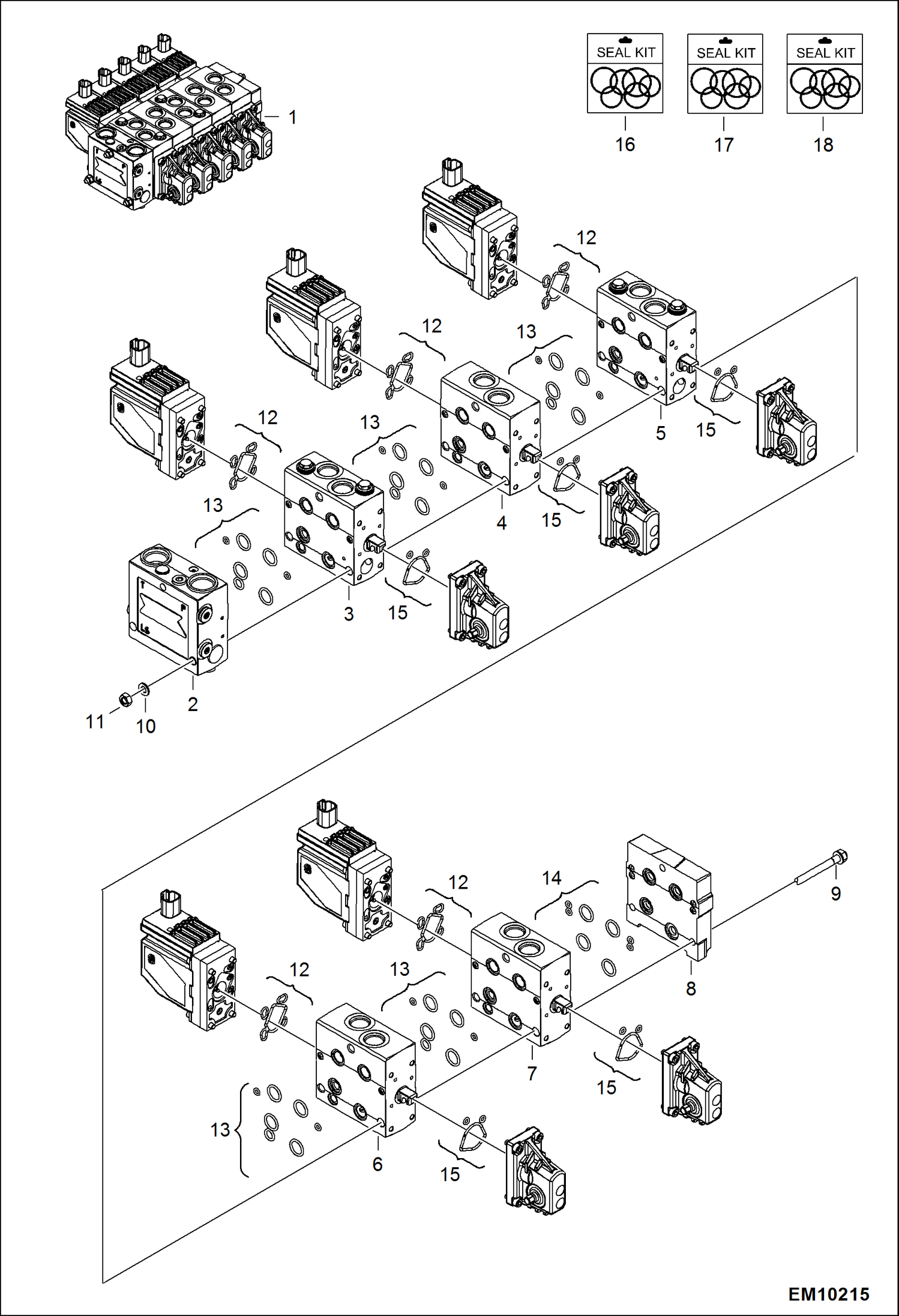 Схема запчастей Bobcat T40140 - CONTROL VALVE HYDRAULIC SYSTEM