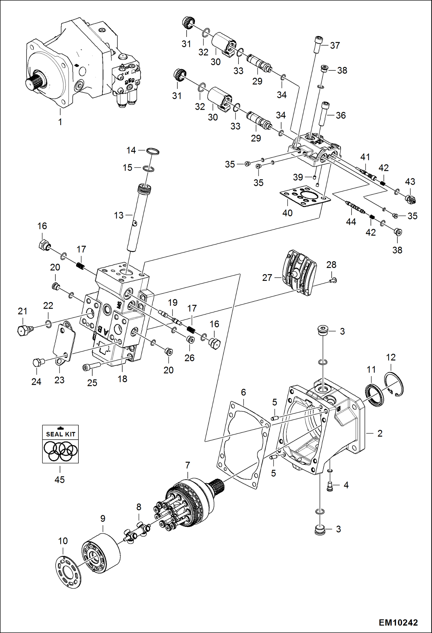 Схема запчастей Bobcat T40140 - HYDROSTATIC MOTOR (25km/h) (Assembly) HYDROSTATIC SYSTEM