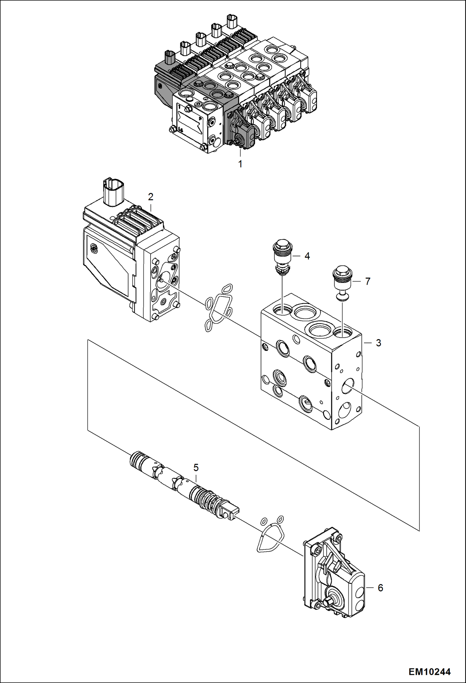 Схема запчастей Bobcat T40140 - CONTROL VALVE (Lifting Section) HYDRAULIC SYSTEM